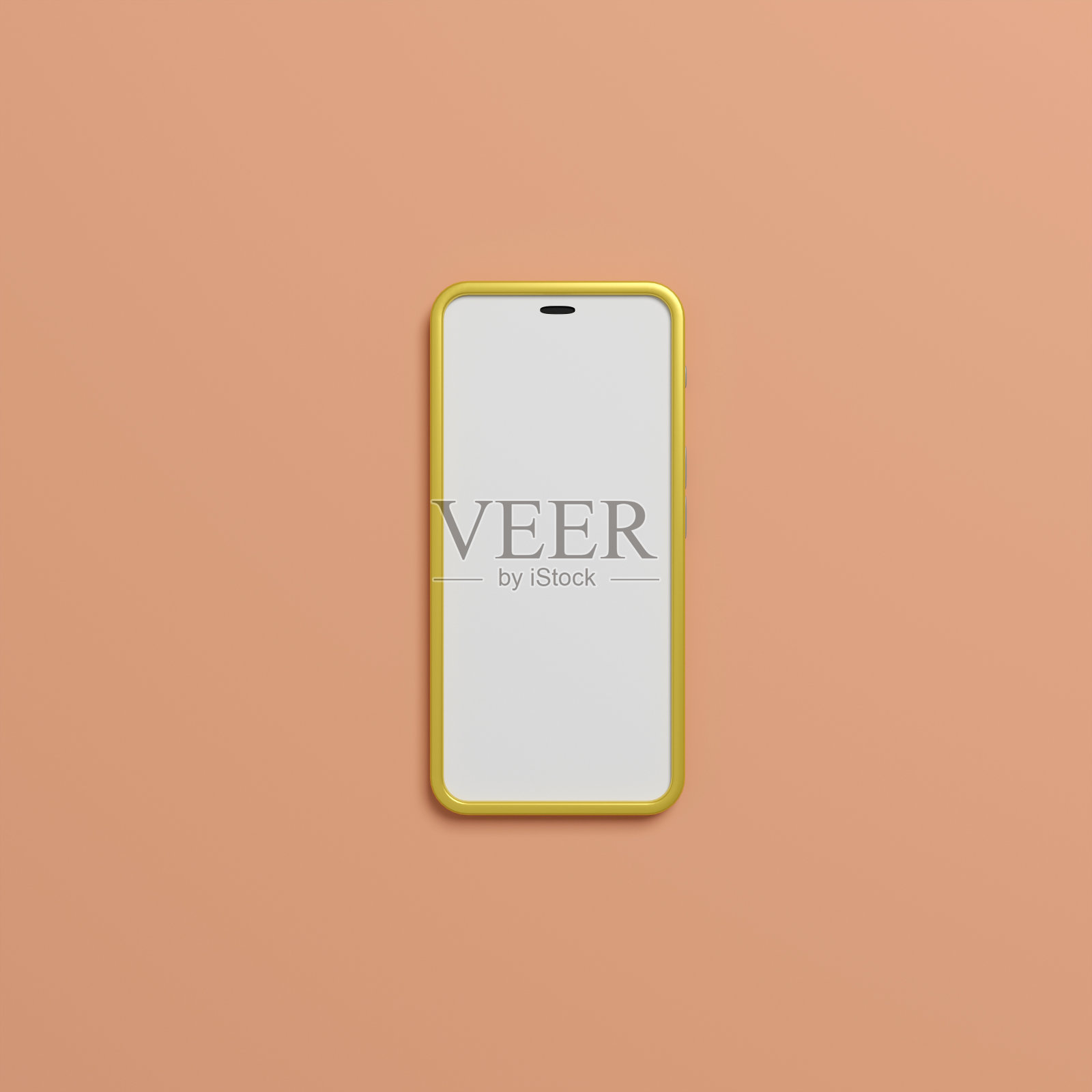 一部粉色背景的黑屏智能手机。三维演示照片摄影图片