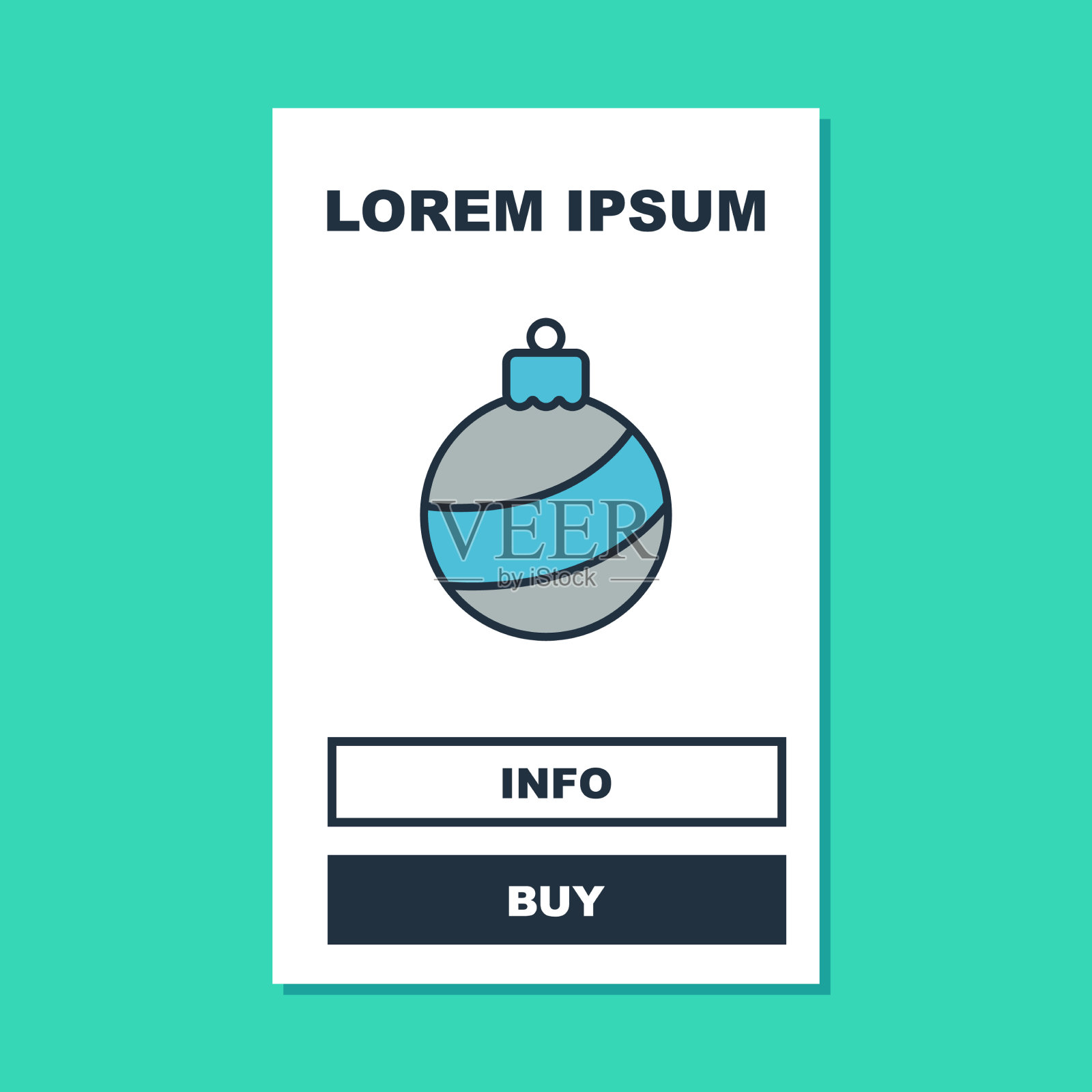 填充轮廓圣诞球图标孤立上插画图片素材