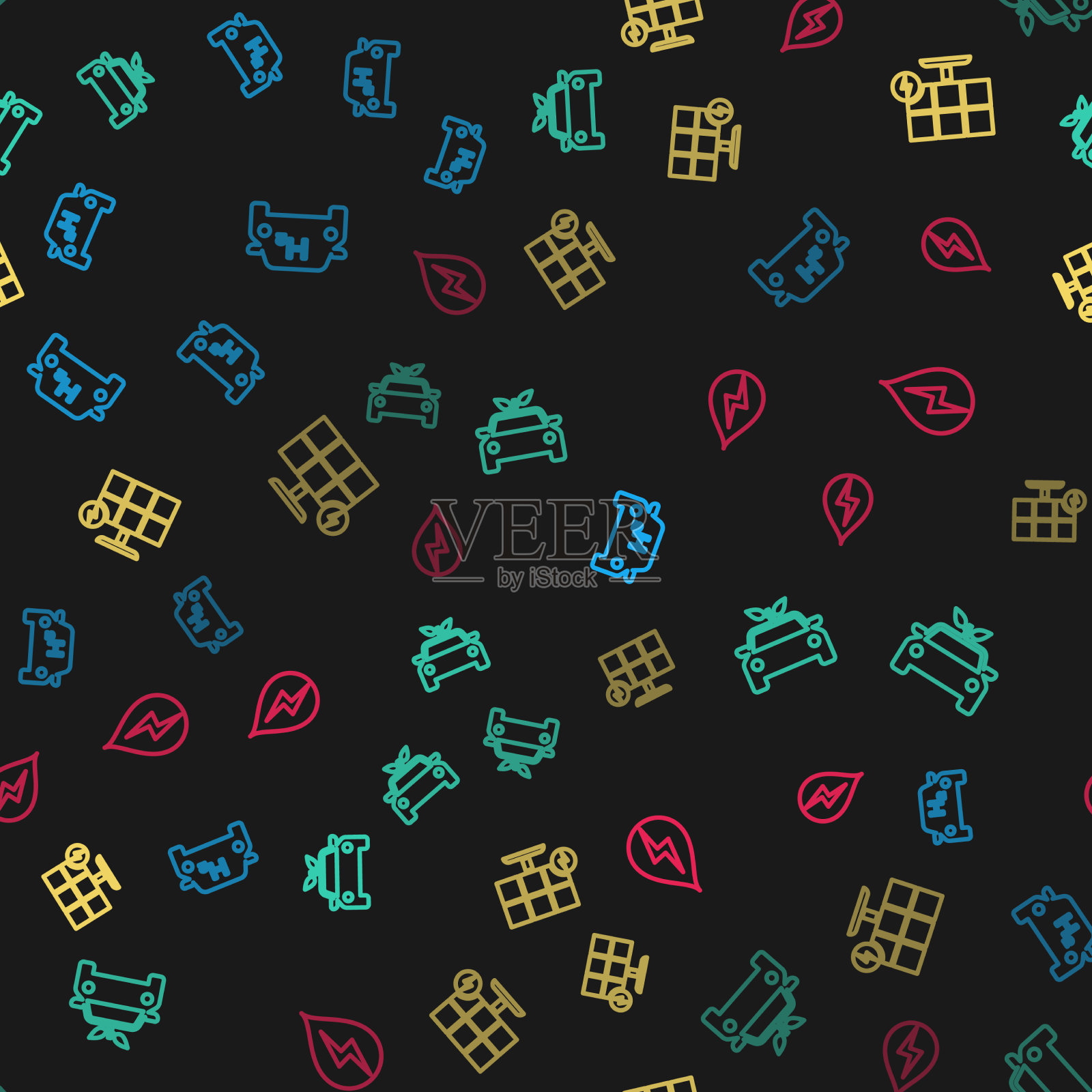 集氢燃料汽车环保概念驱动太阳能图标素材