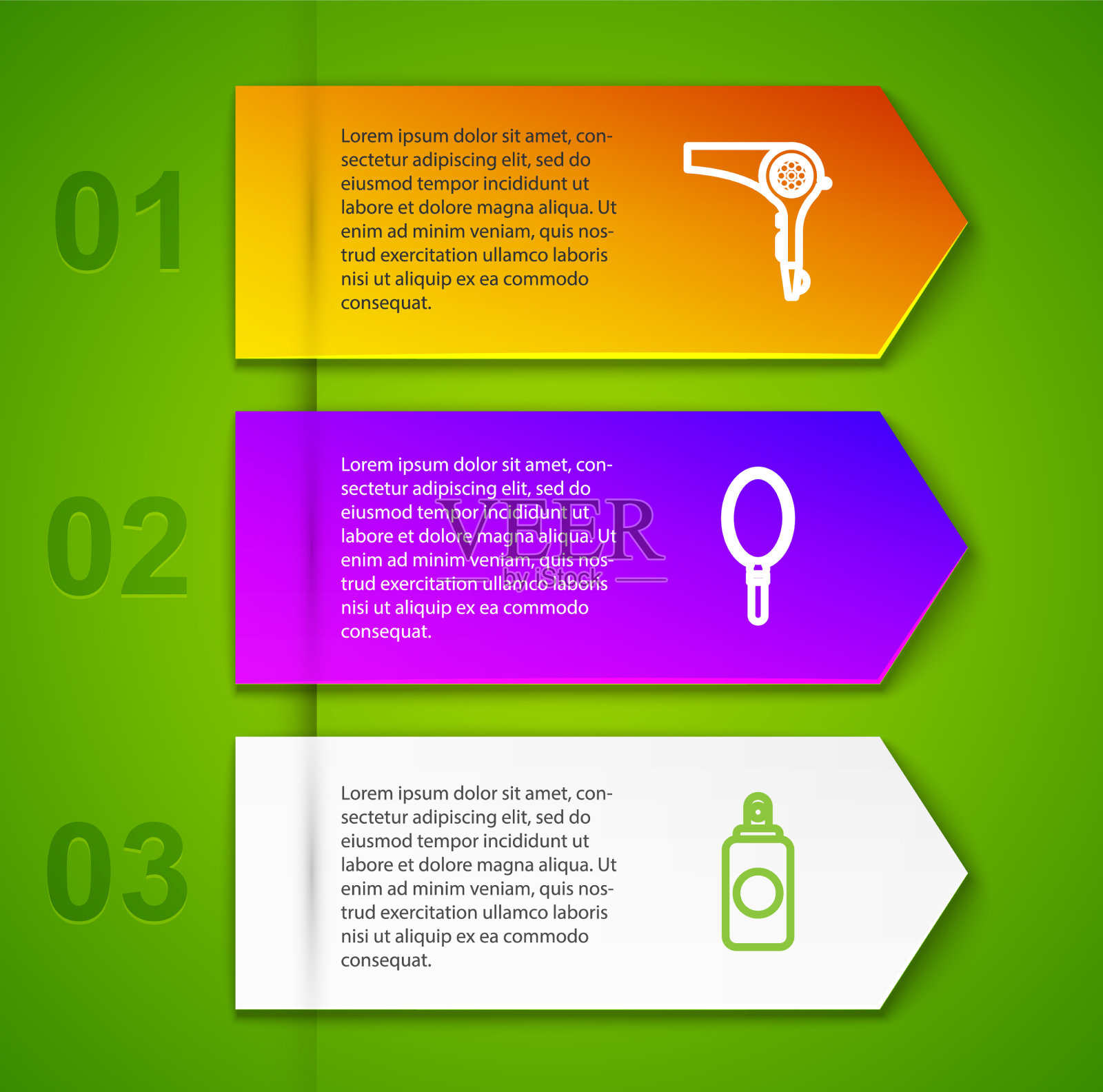 设置线电吹风、手镜、喷雾器和插画图片素材