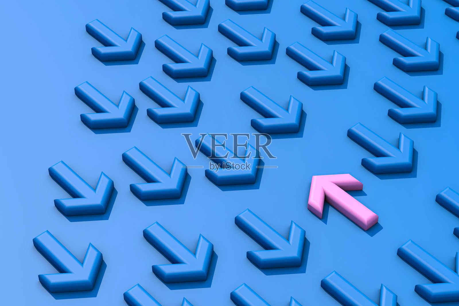 粉色箭头标志从蓝色箭头标志改变方向照片摄影图片