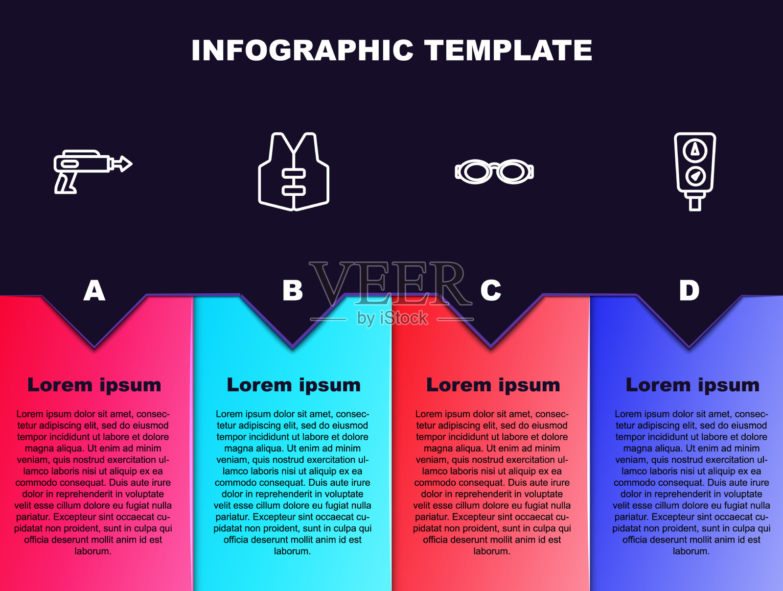 设钓鱼线鱼叉救生衣眼镜插画图片素材