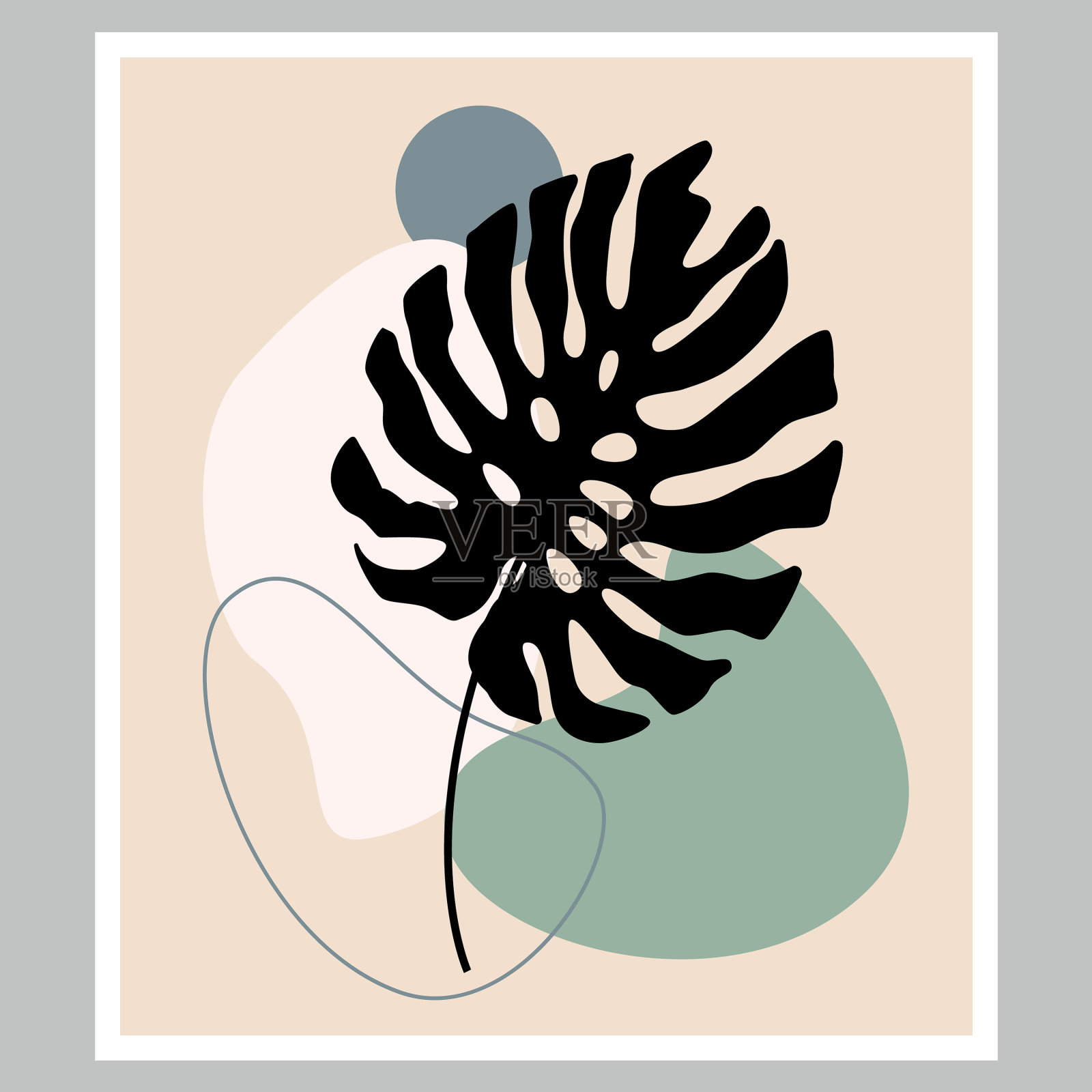 热带植物的叶片画摘要插画图片素材