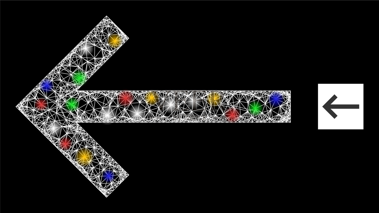 交叉网网格左箭头图标与彩色插画图片素材