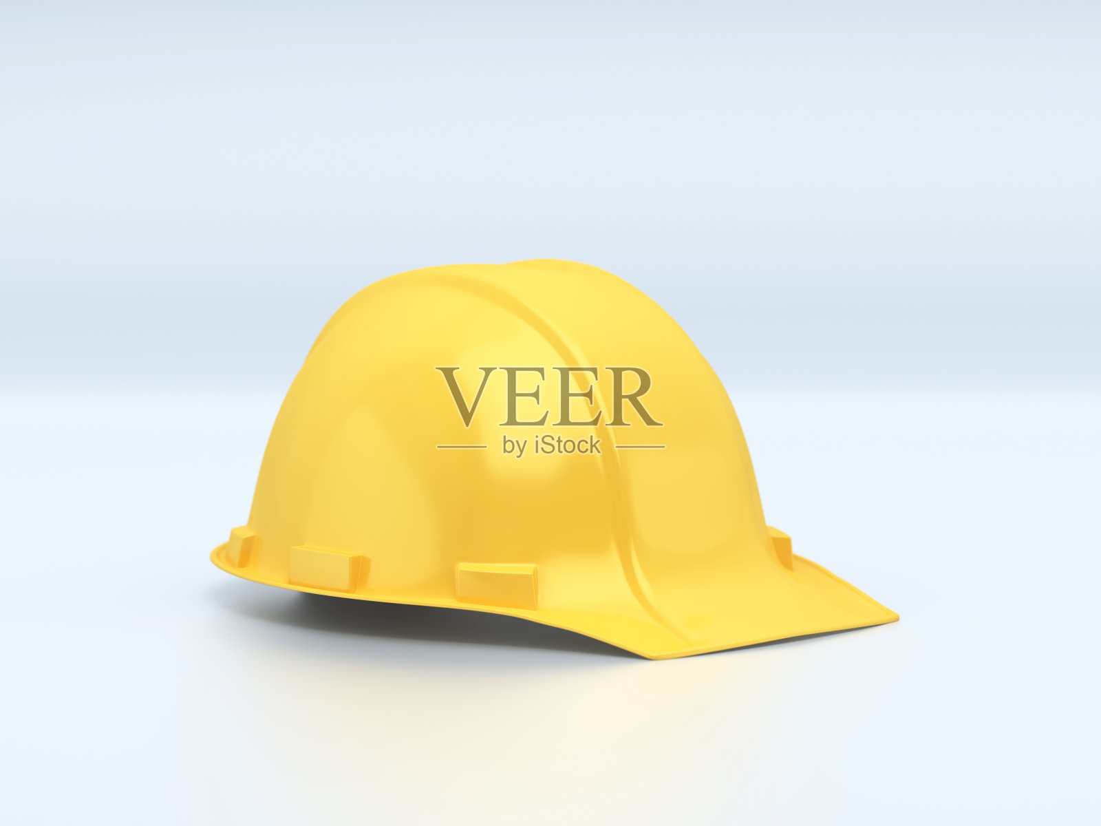 3d渲染前视图聚焦黄色头盔在蓝色背景股票照片照片摄影图片