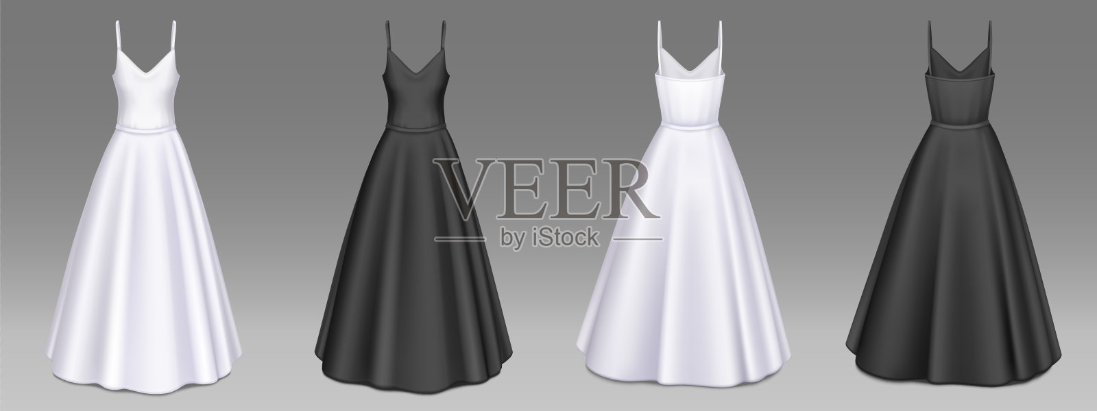 女人们穿着白色和黑色的礼服设计元素图片