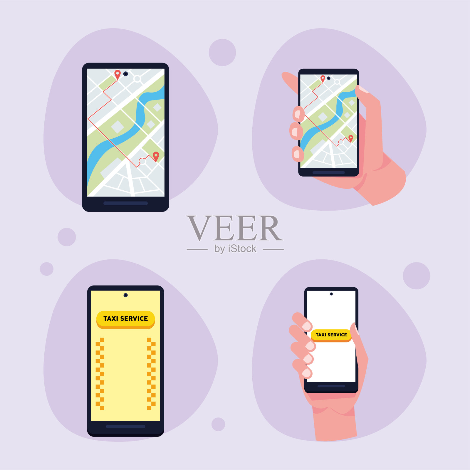 智能手机出租车服务插画图片素材