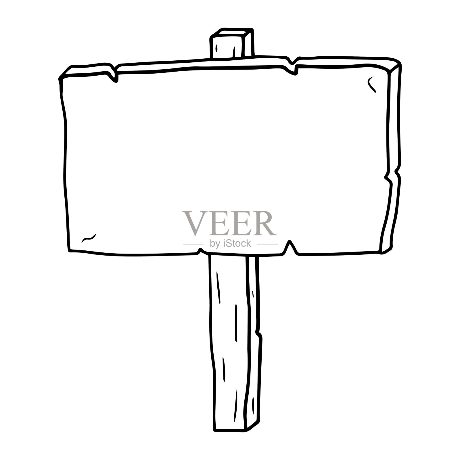 涂鸦空白木制广告牌插画图片素材