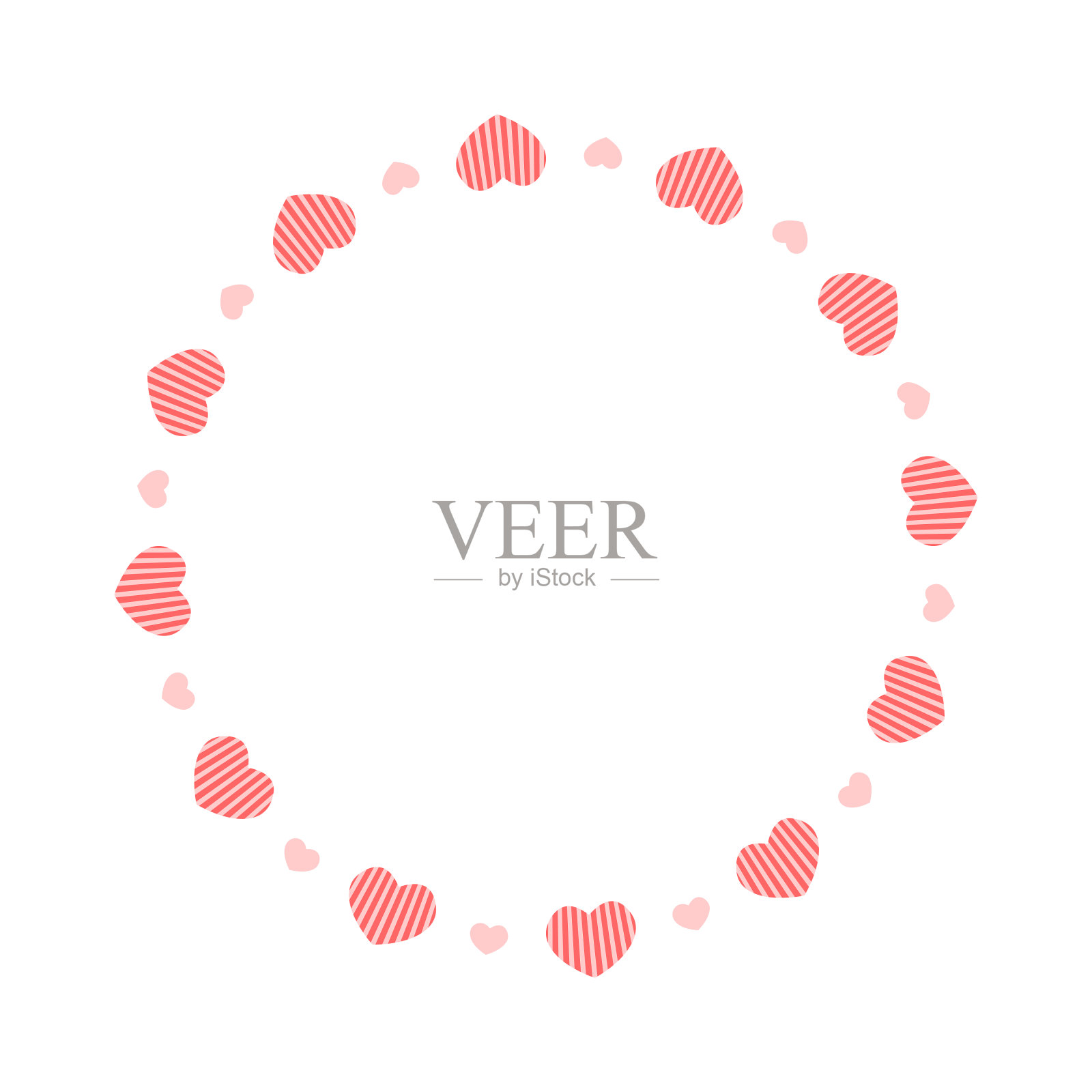 心形的圆形框架。模板为情人节邀请卡，照片，图片，横幅。矢量平面插图孤立在白色背景上插画图片素材