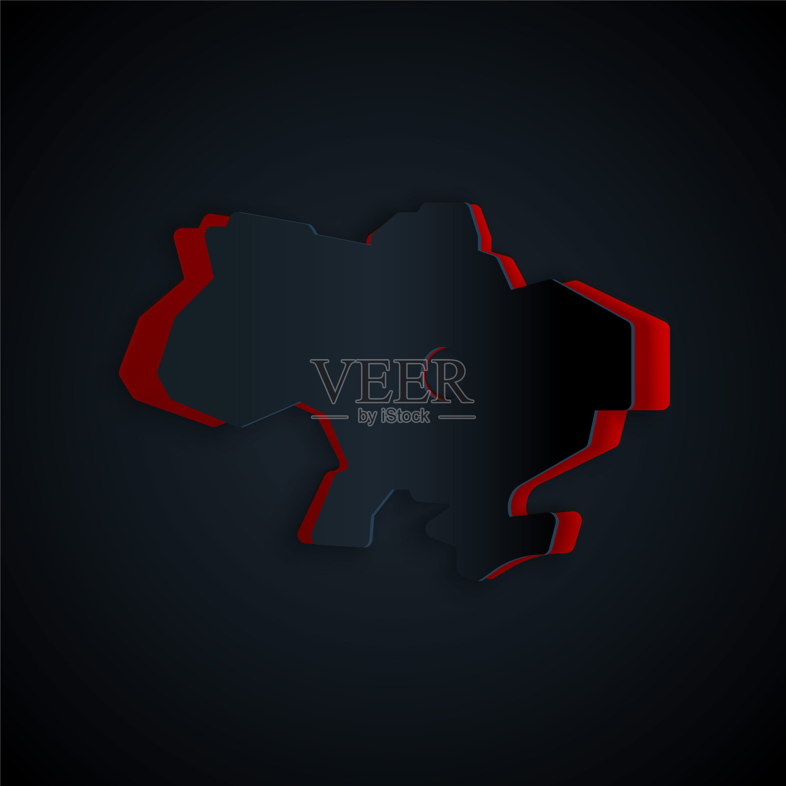 在黑色背景上孤立的乌克兰图标剪纸地图。纸艺术风格。向量插画图片素材