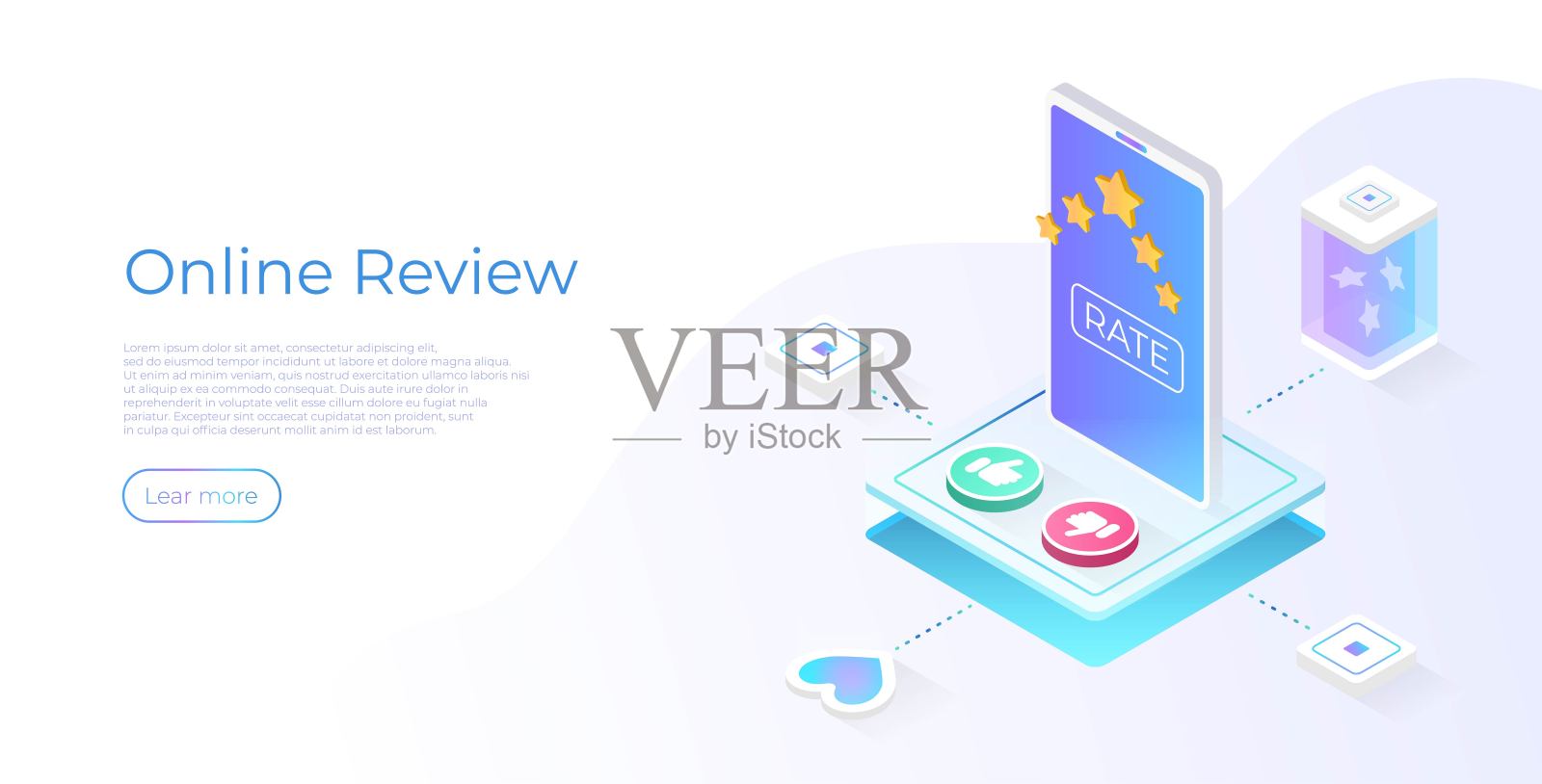 在线评论概念在等距矢量插图。产品或app的用户反馈服务。在线评分理念。插画图片素材