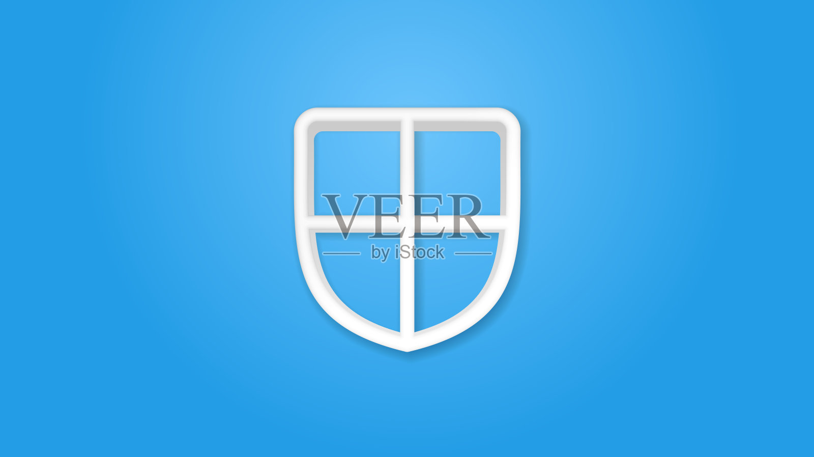 盾，安全和保护现实的图标。三维线矢量插图。俯视图图标素材