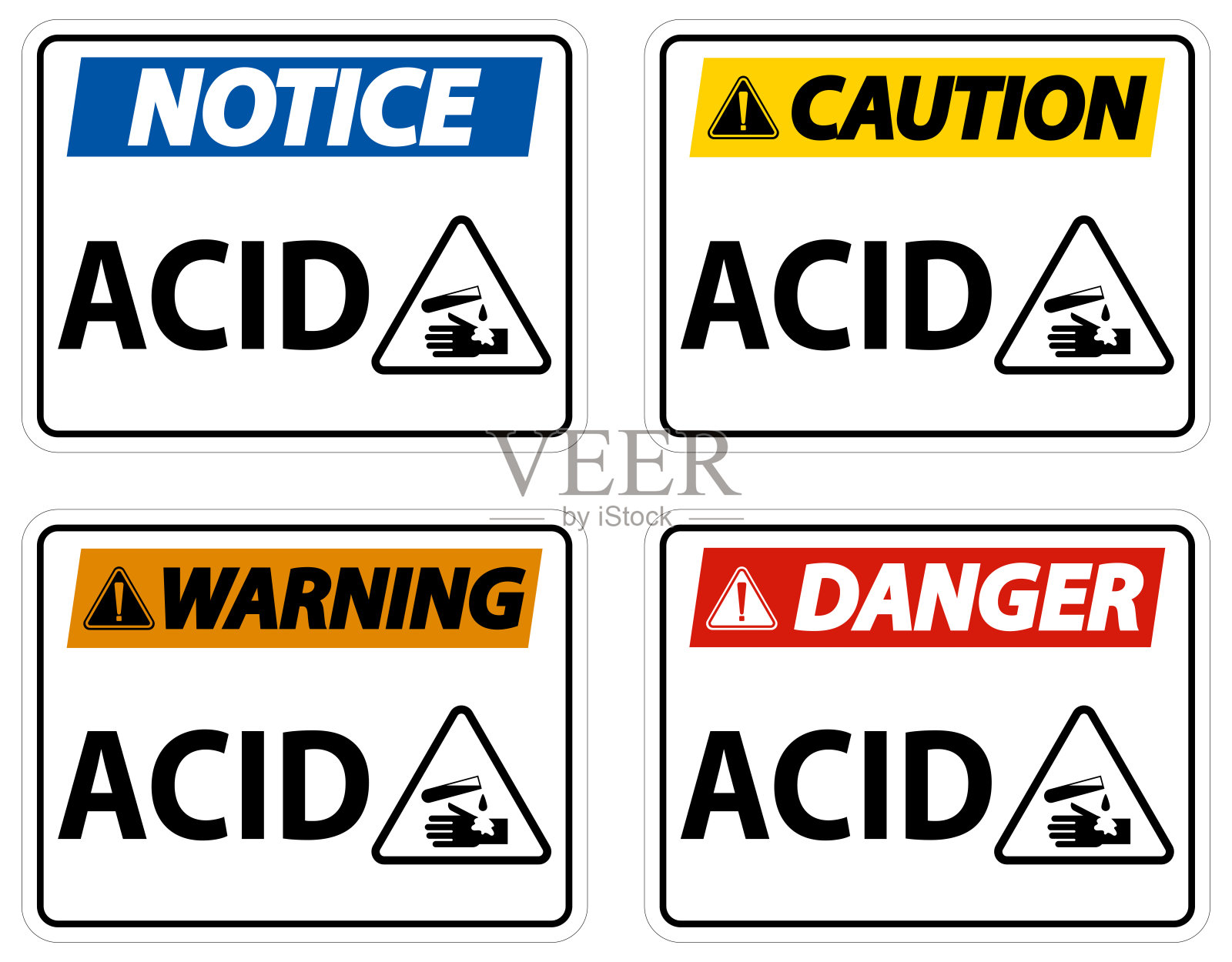 在白色背景上标注酸性警告标志插画图片素材