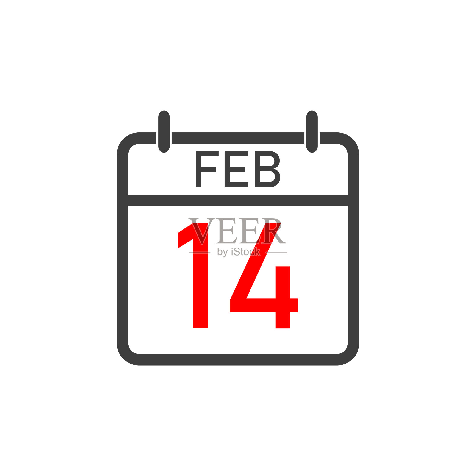 情人节。日历上的二月十四日。每日日历图标。日期和时间，日，月2022年假期。的季节。插画图片素材