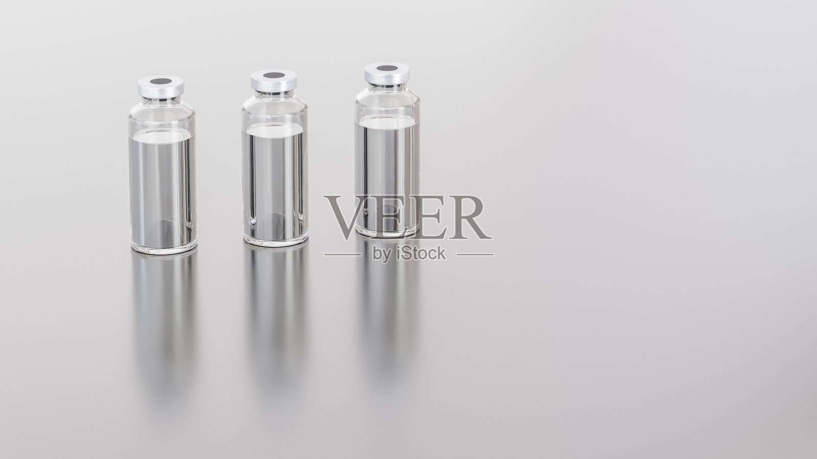 三瓶没有商标的药物疫苗照片摄影图片