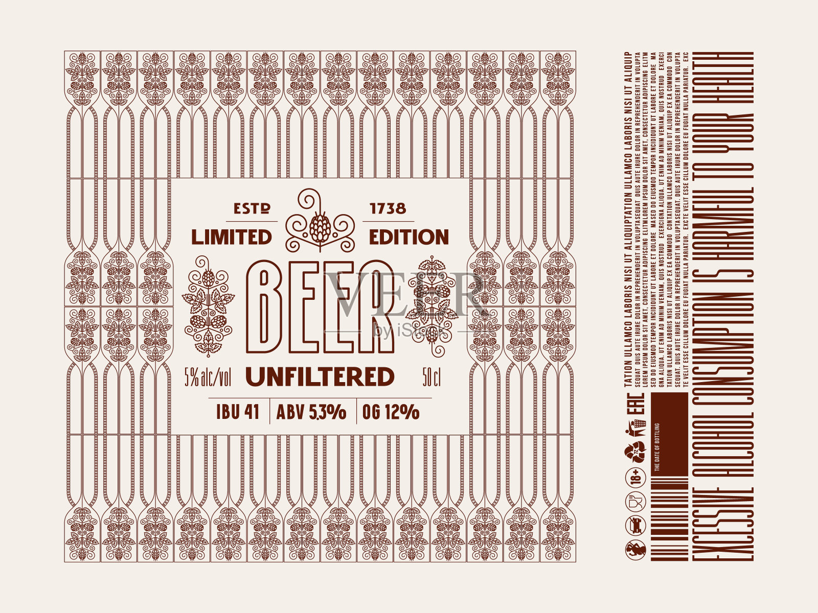 模板工艺啤酒装饰标签插画图片素材