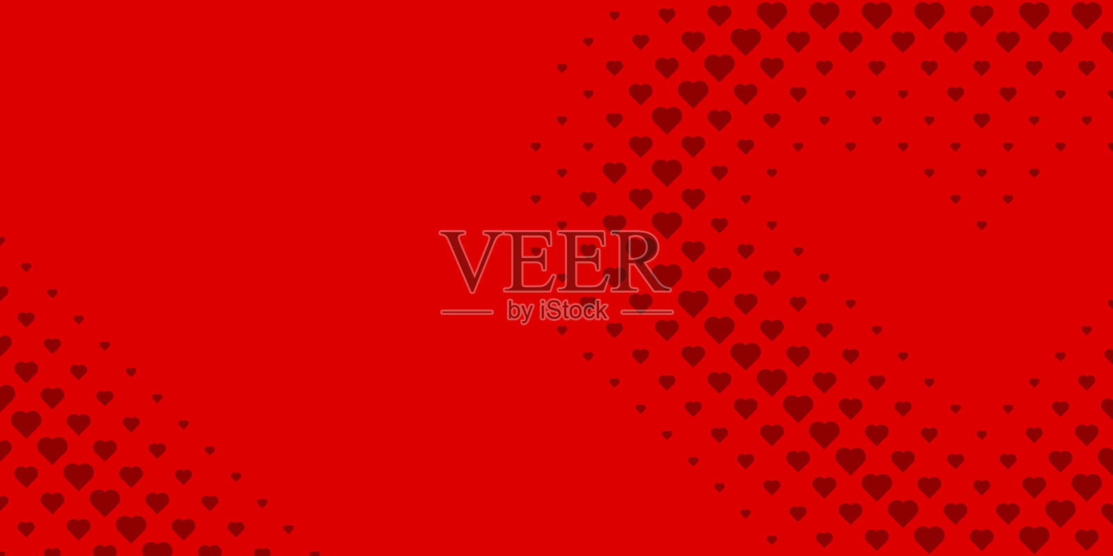 心形半色调点红心图案旗帜插画图片素材