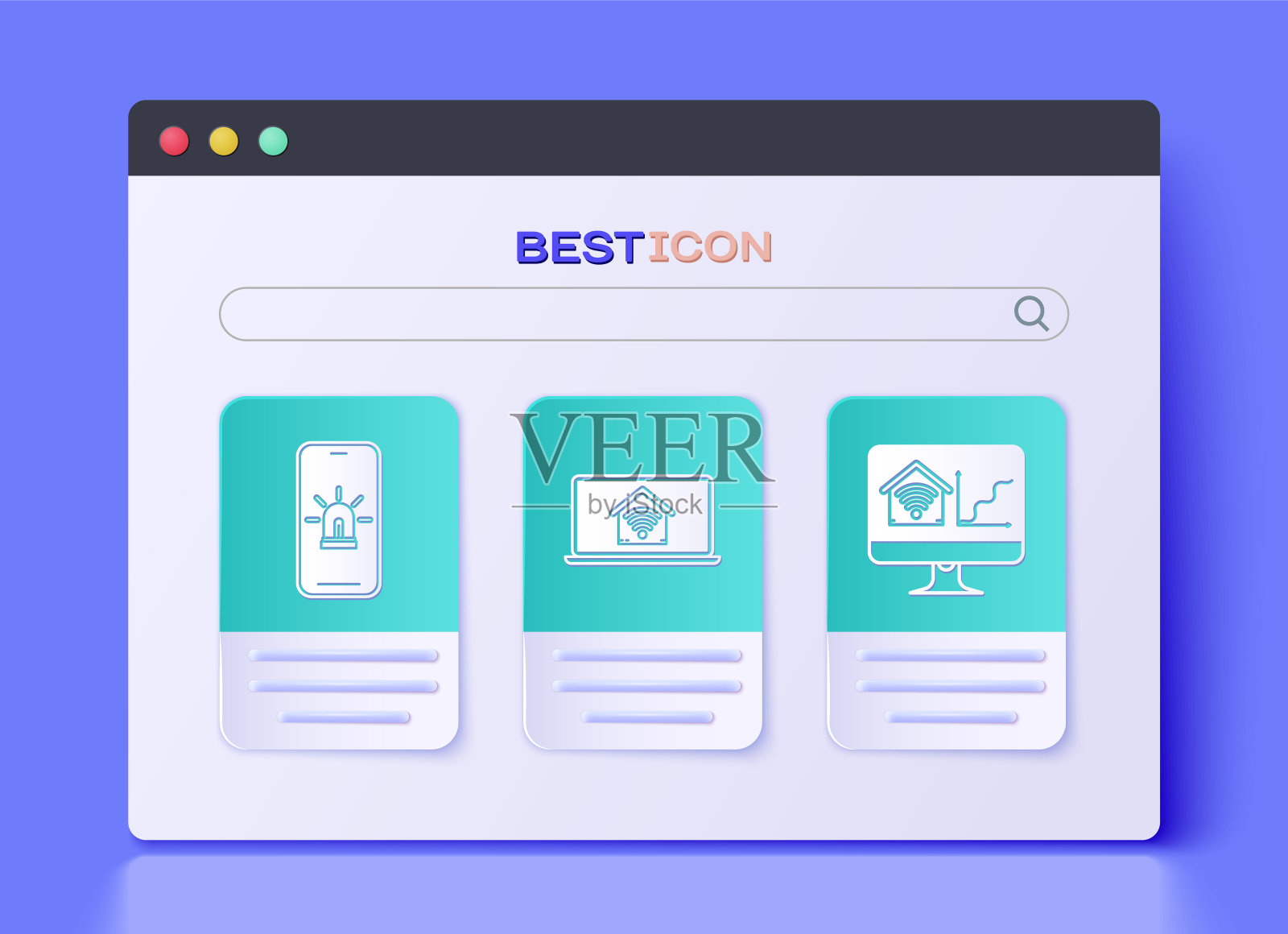 设置笔记本电脑智能家居wi-fi，手机智能家居和闹钟，电脑显示器智能家居wi-fi图标。向量图标素材