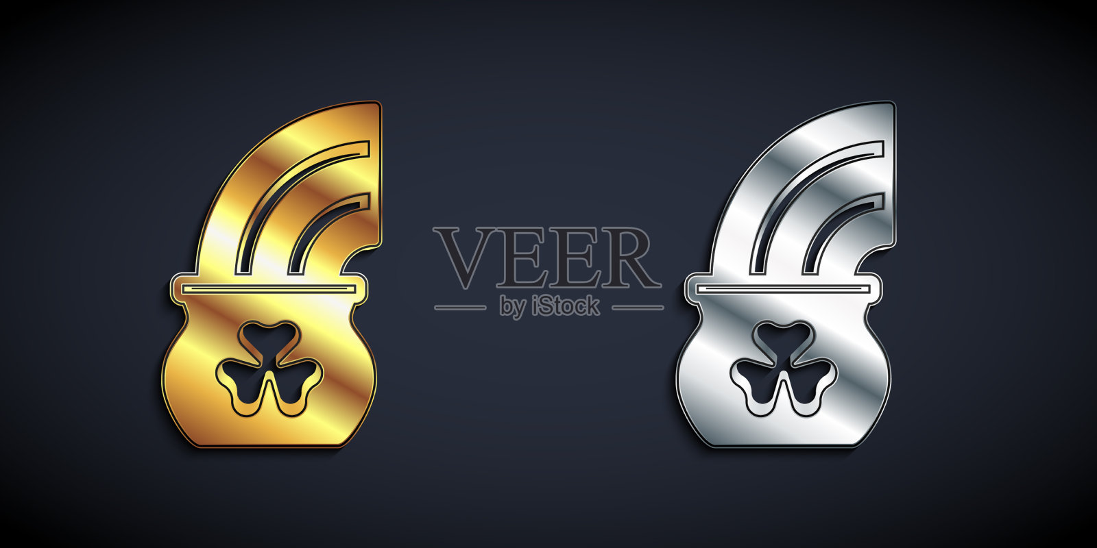 金和银罐的金与神奇的彩虹插画图片素材