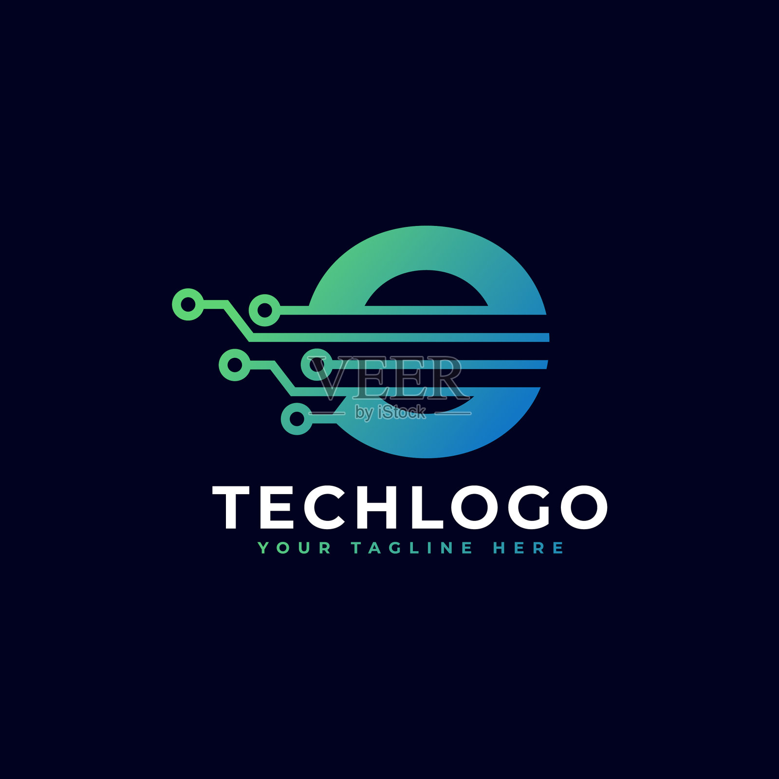 技术字母o徽标未来的徽标模板插画图片素材