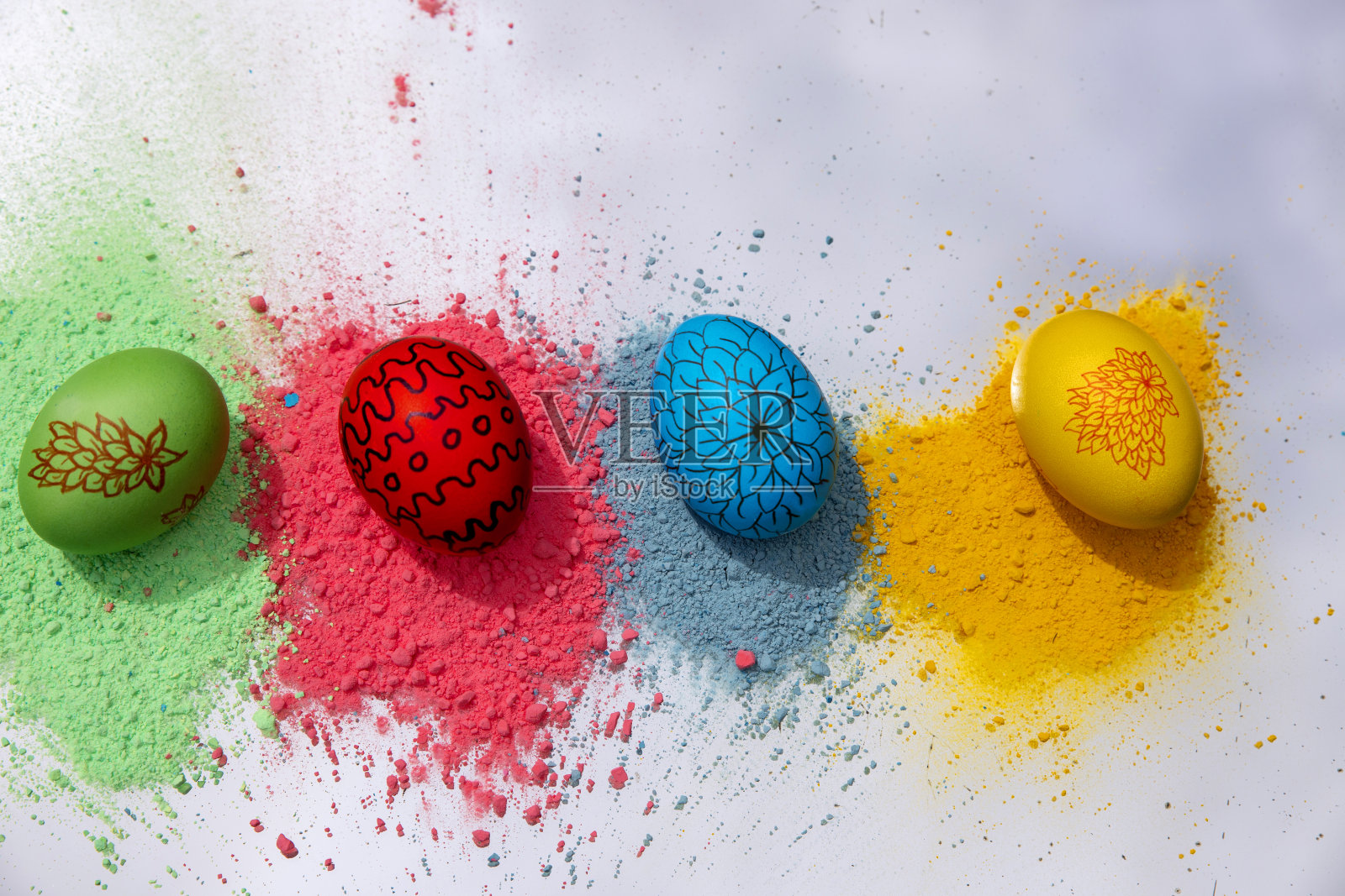 鲜艳的复活节彩蛋颜色照片摄影图片