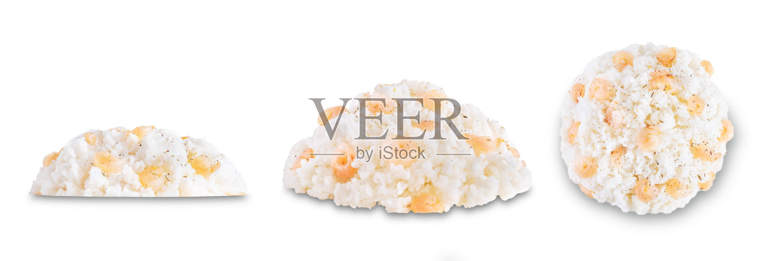 大蒜奶油虾饭在一个白色的孤立背景的盘子照片摄影图片