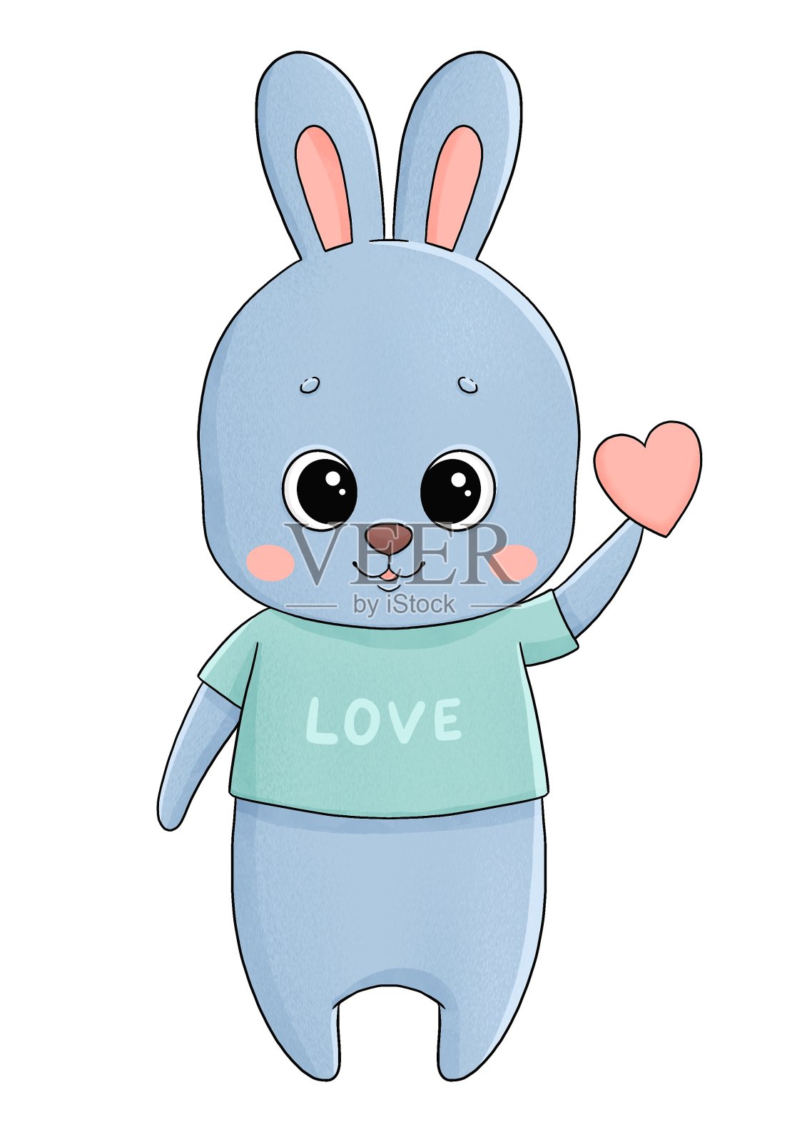 可爱的小兔子有一颗心设计元素图片