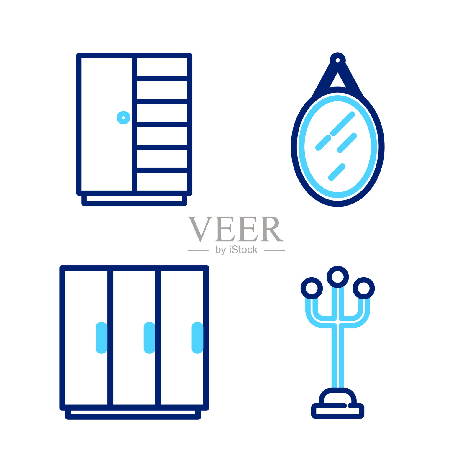 设置线外套站衣柜镜子和图标图标素材