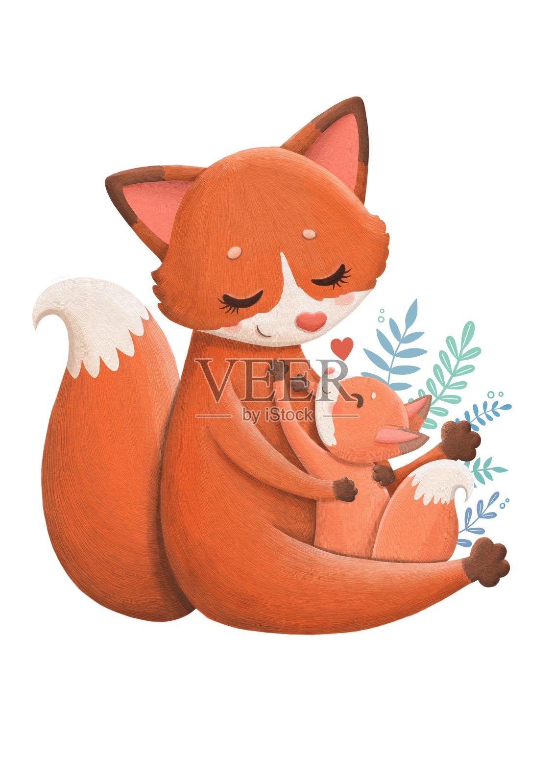家族的狐狸插画图片素材