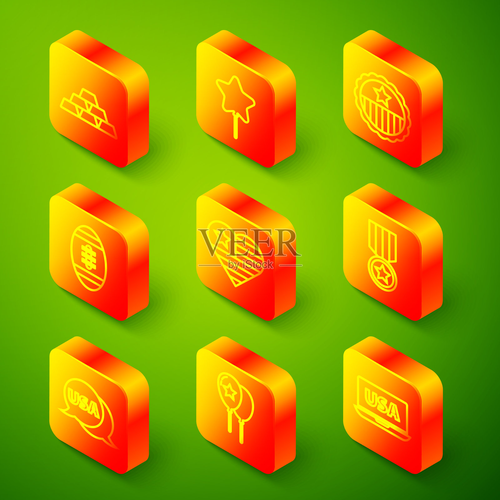 设行金条气球奖牌和星星图标素材