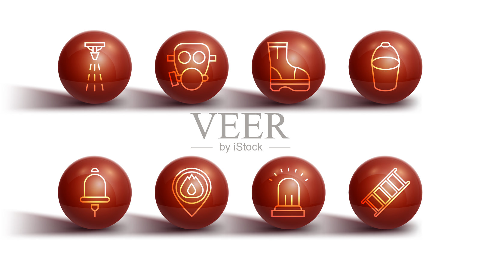 设置线路消防洒水喷头响警铃图标素材