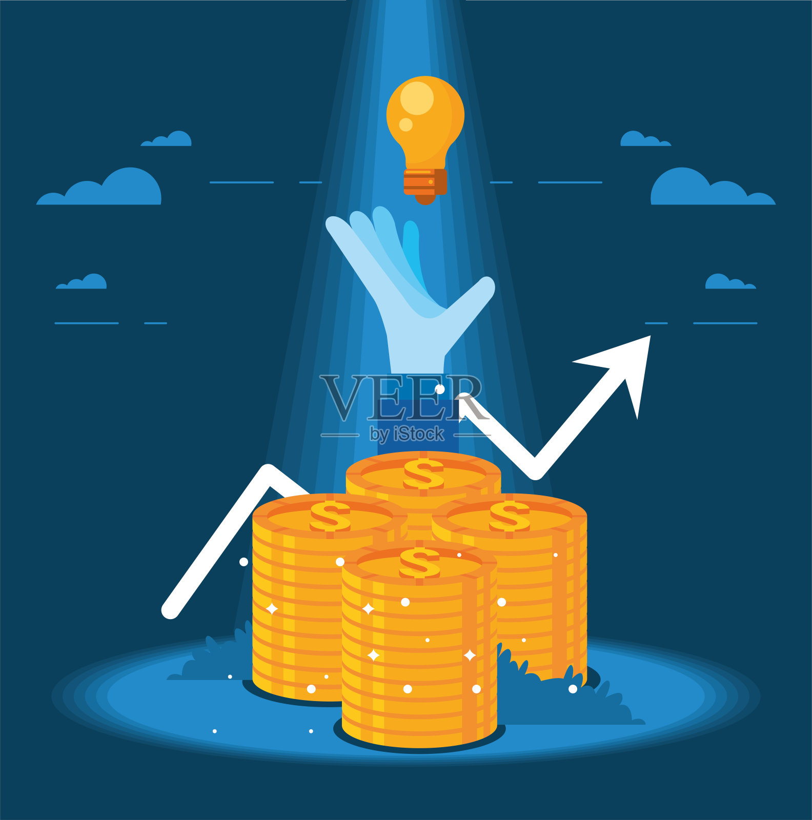 灯泡和硬币插画图片素材