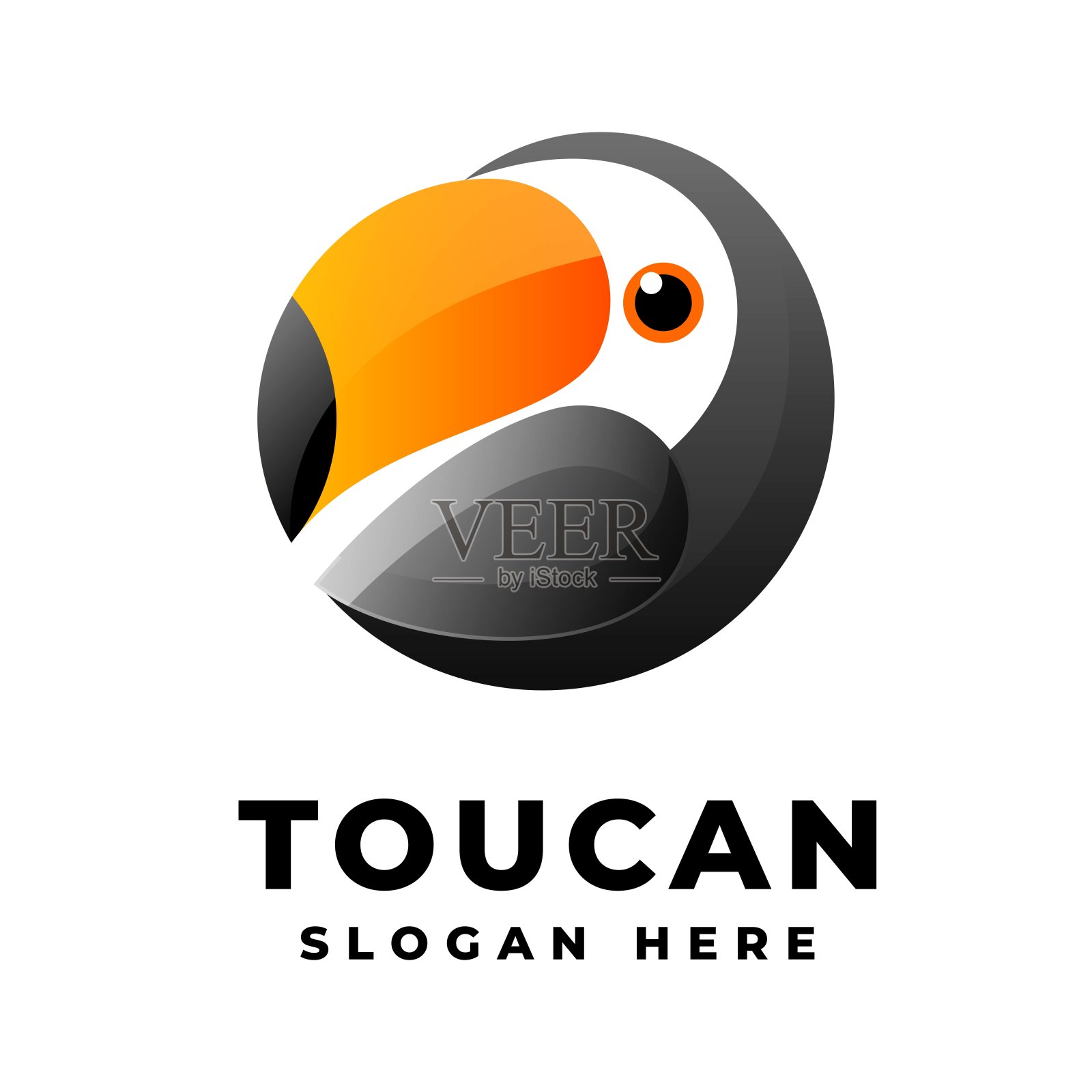 矢量插图巨嘴鸟梯度彩色风格。插画图片素材