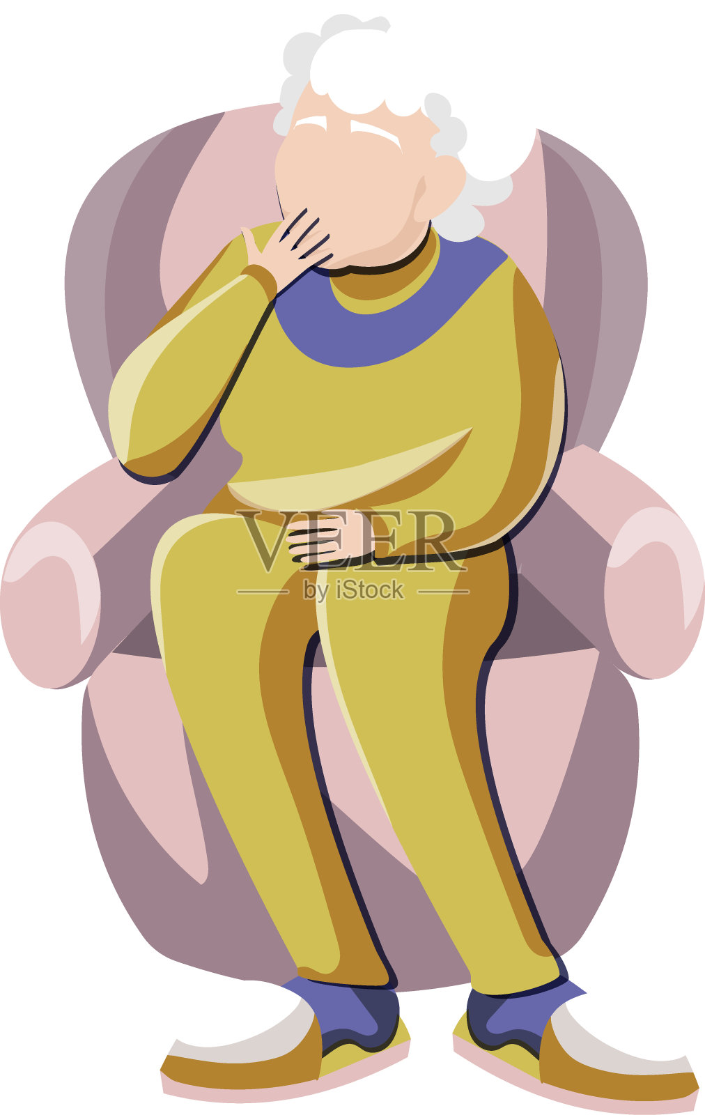 坐在椅子上惊讶的老妇人设计元素图片