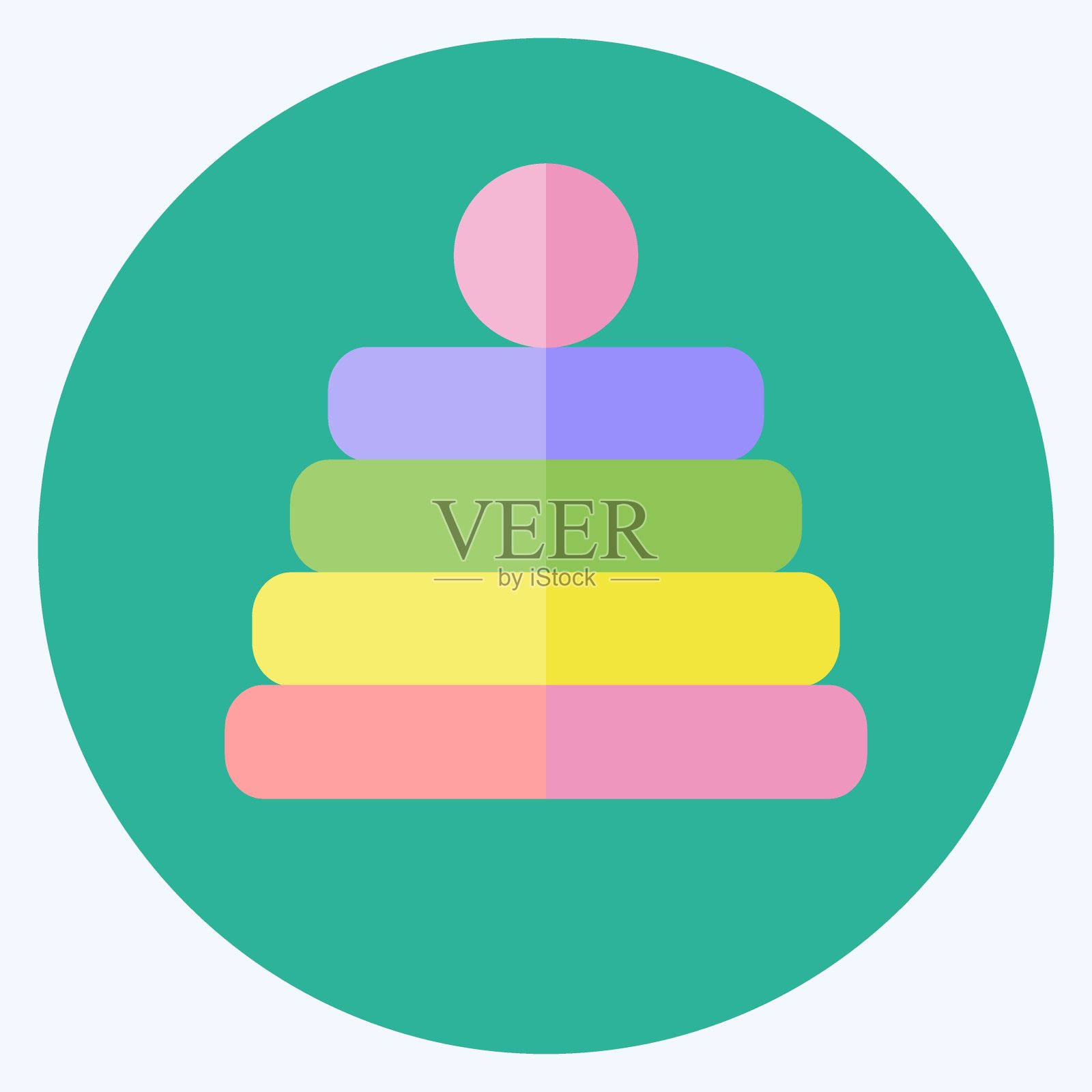 叠叠乐玩具图标，扁平风格简约插画插画图片素材