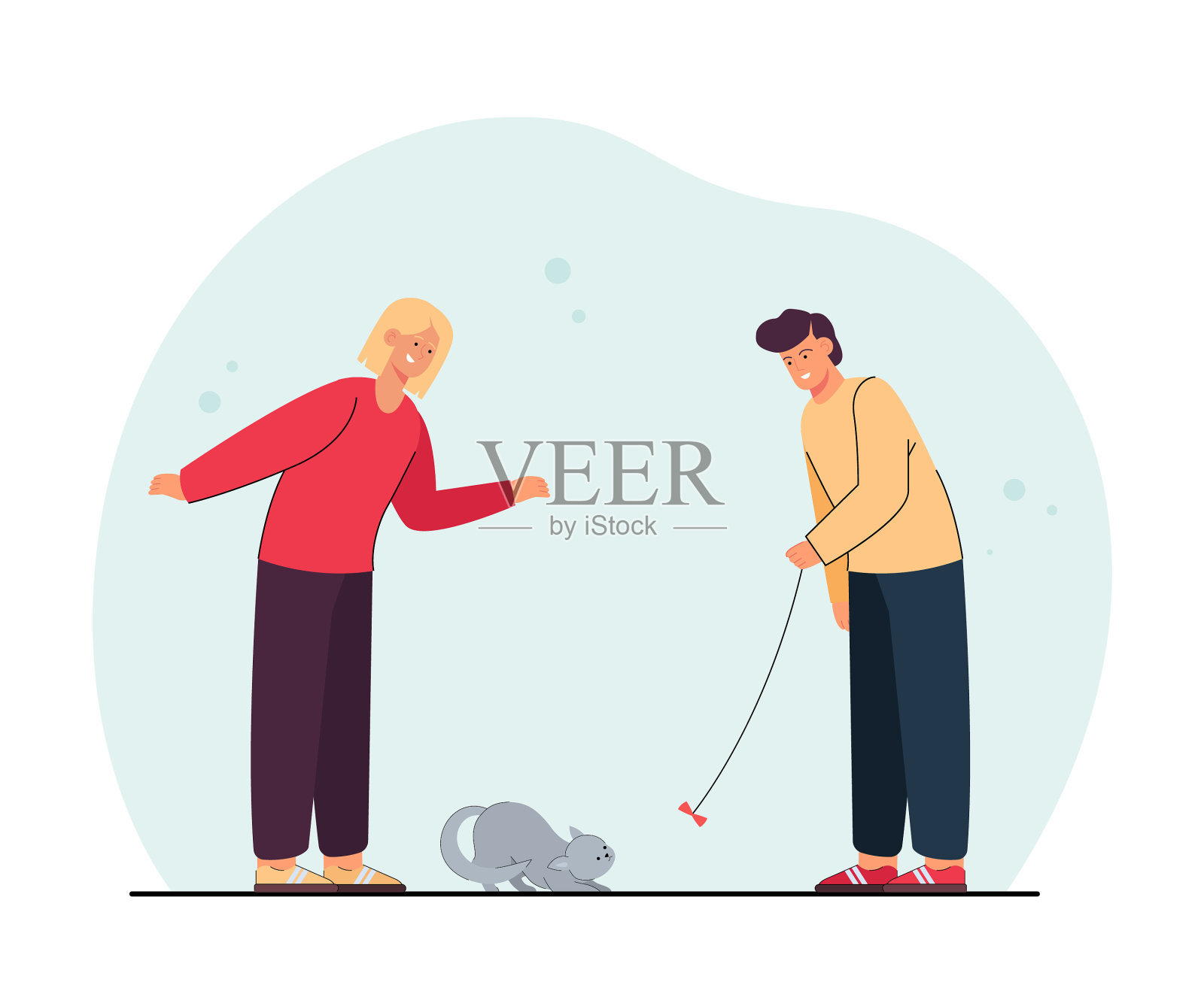 微笑的男性和女性角色玩耍设计元素图片