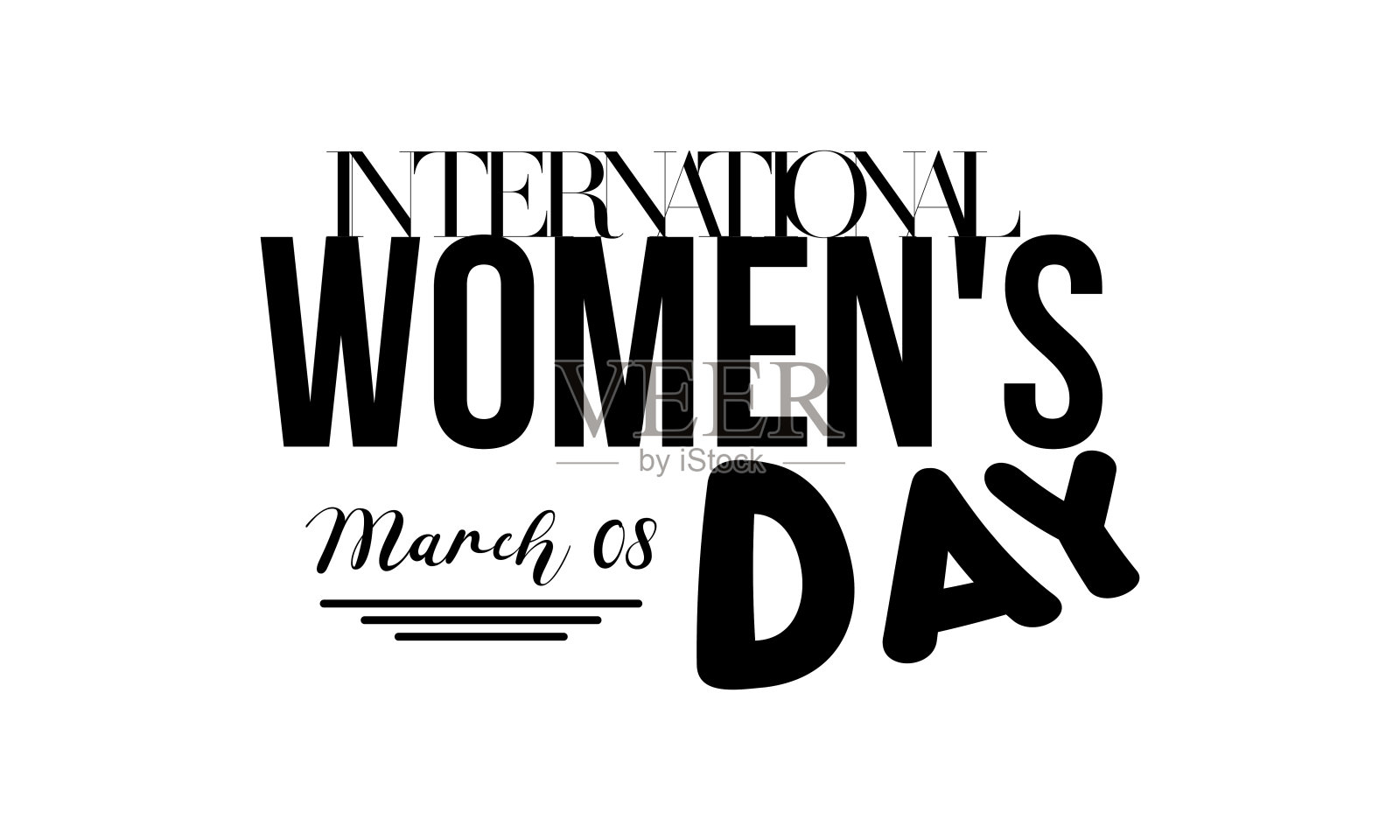 国际妇女节。笔刷书法风格矢量模板设计横幅，卡片，海报，背景。插画图片素材