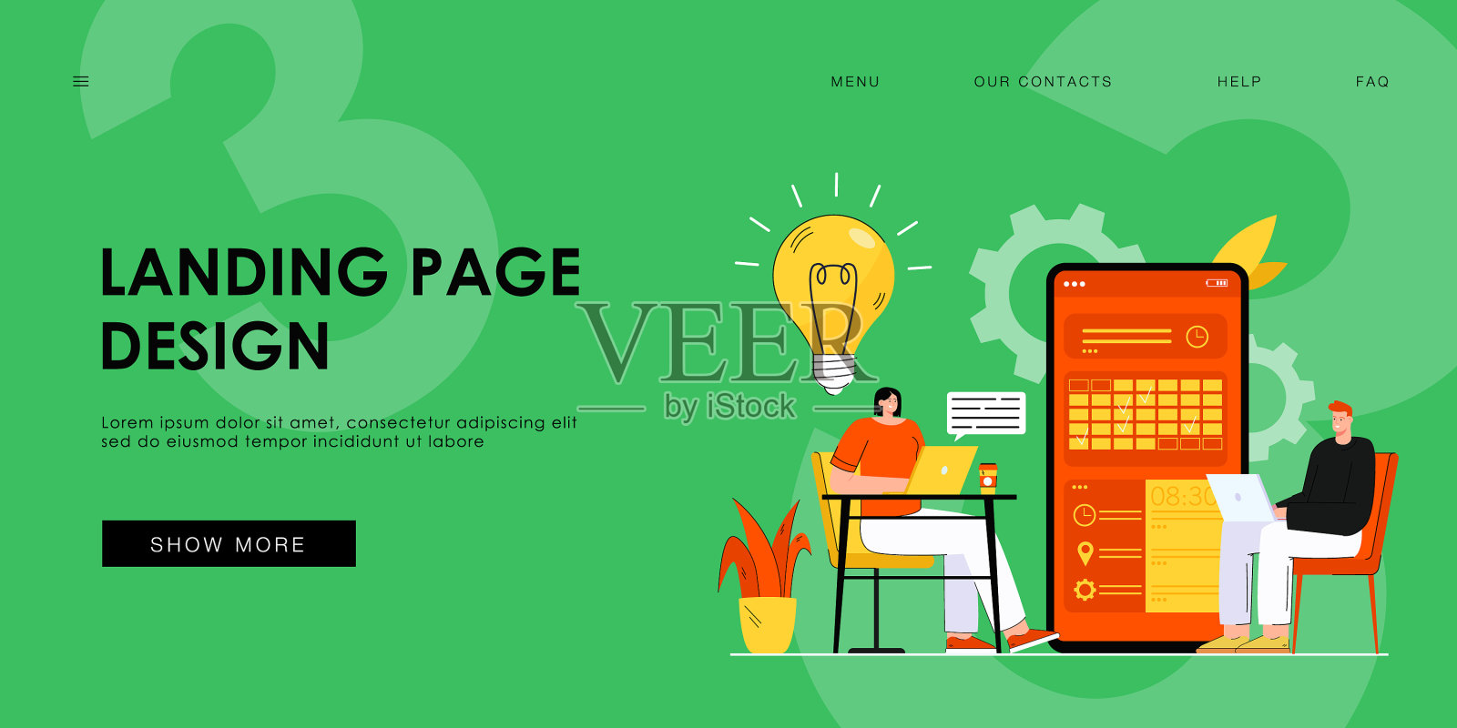 小人们在应用程序中聊天和选择日期插画图片素材