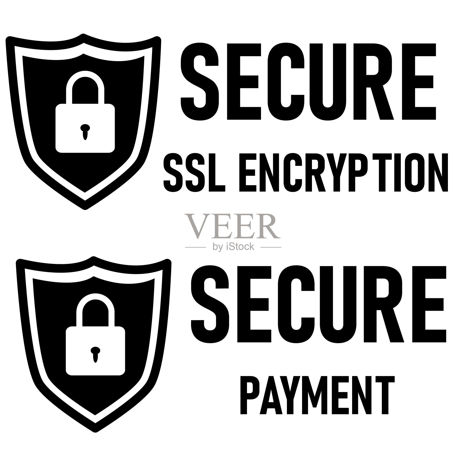 白色背景上SSL安全的https证书连接。SSL安全标志。安全支付的象征。平的风格。插画图片素材