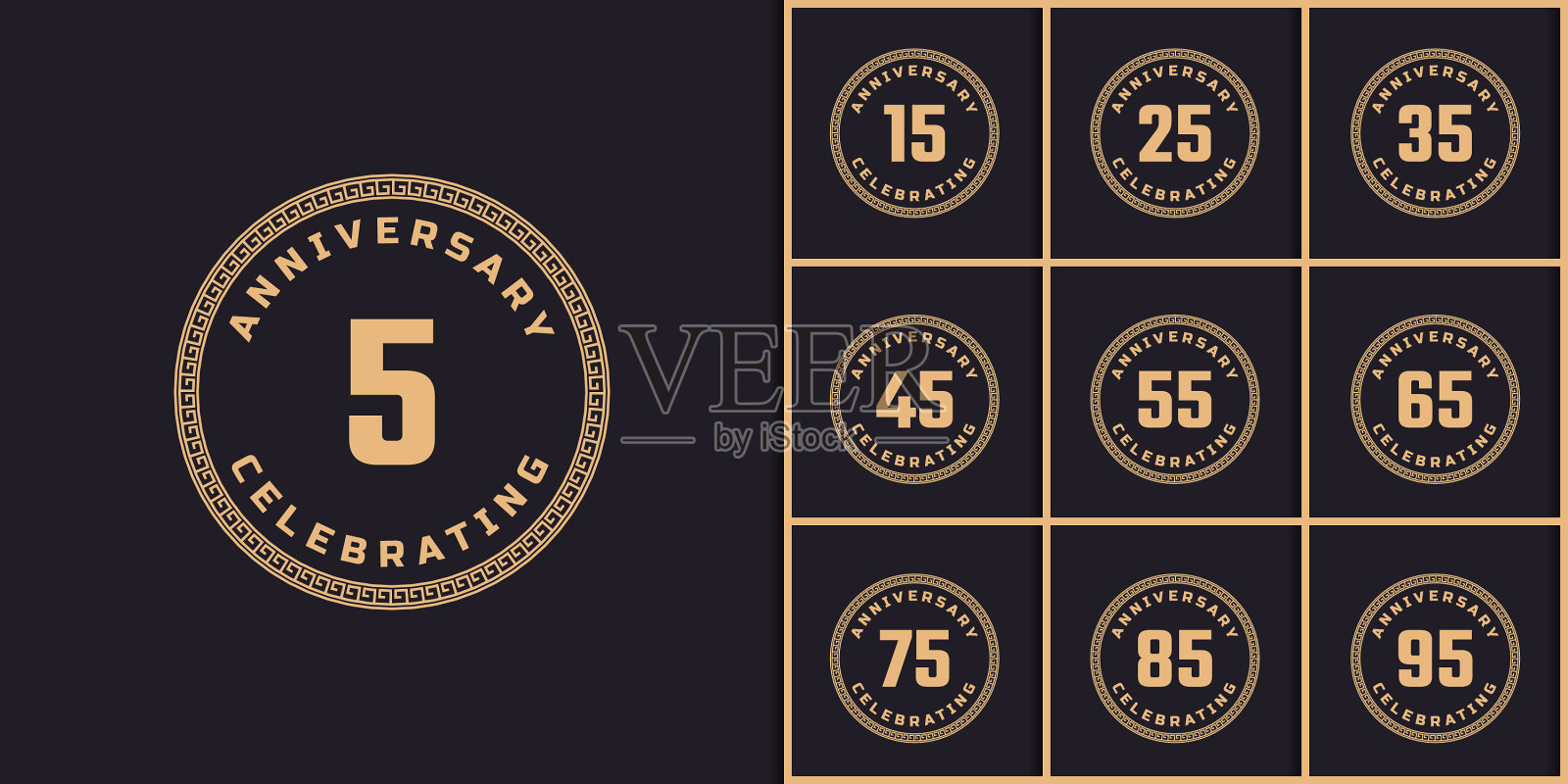 一套复古的周年庆典图标素材