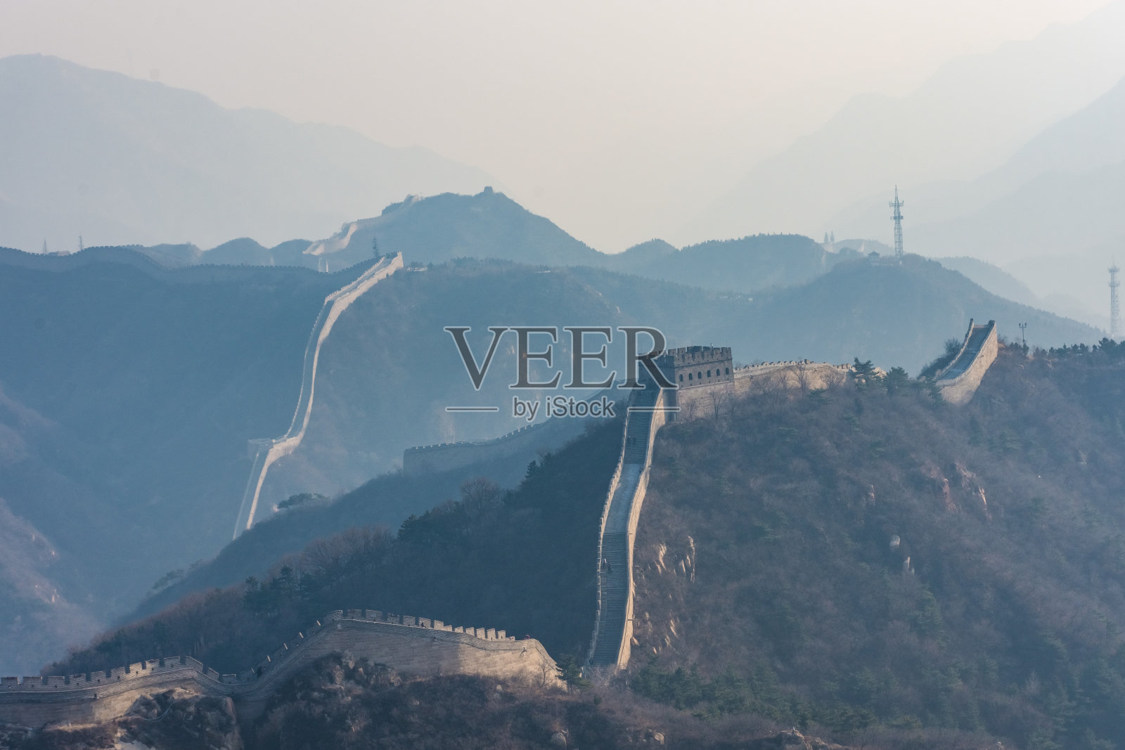 中国的长城，中国八达岭的一段照片摄影图片