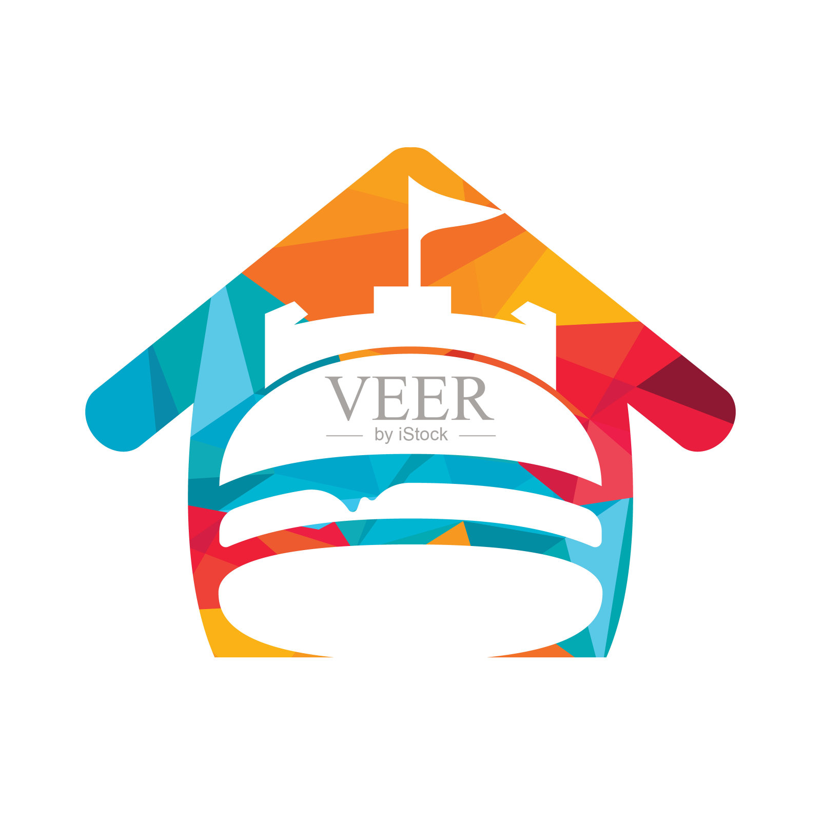 汉堡城堡矢量标志设计。插画图片素材