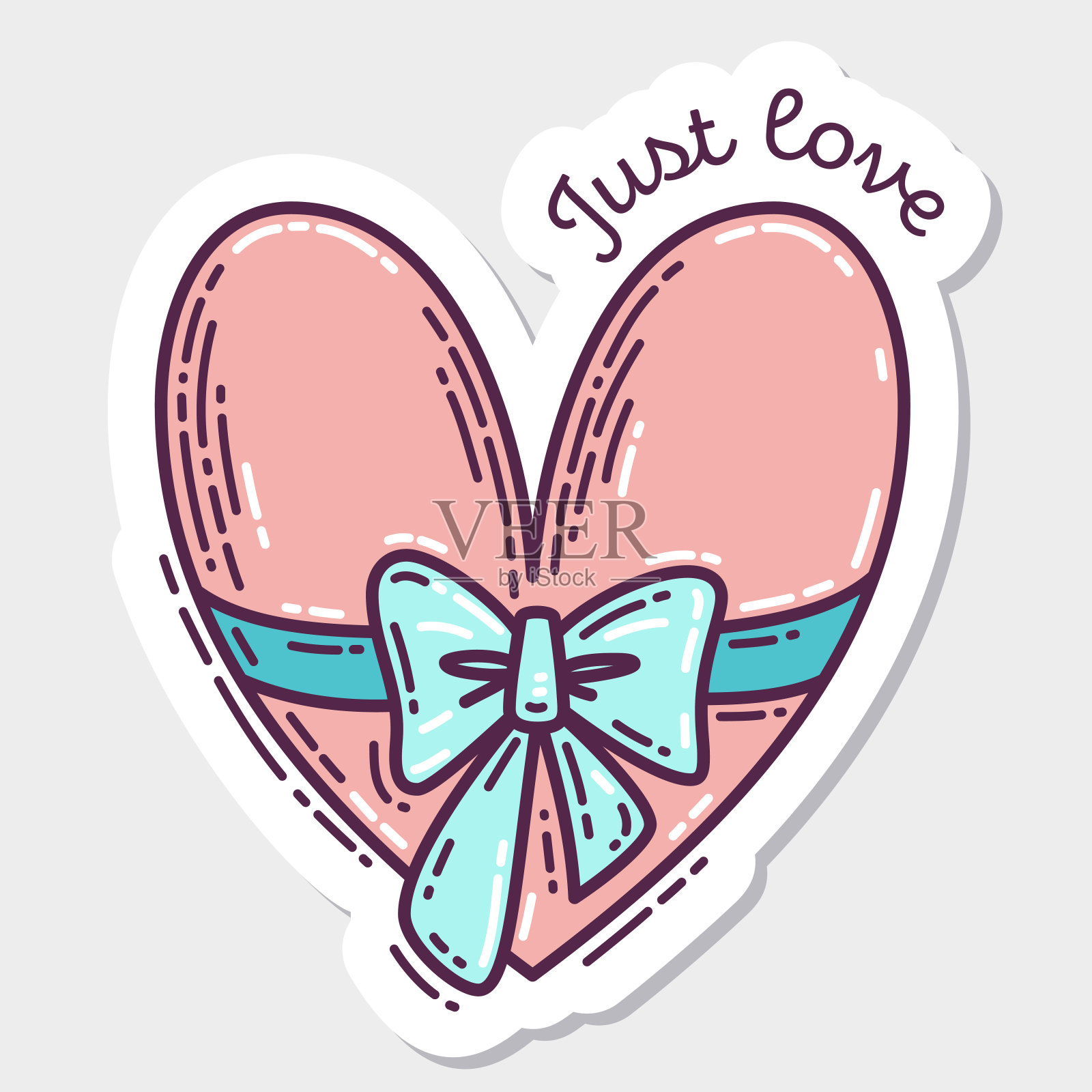 一套简单雕刻复古效果的情人节手绘涂鸦贴纸和报价设计元素图片