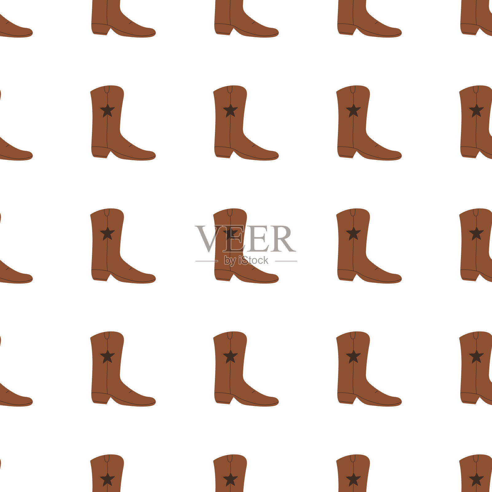 牛仔靴装饰无缝图案。西部的主题。手绘彩色潮流矢量插图在白色背景插画图片素材