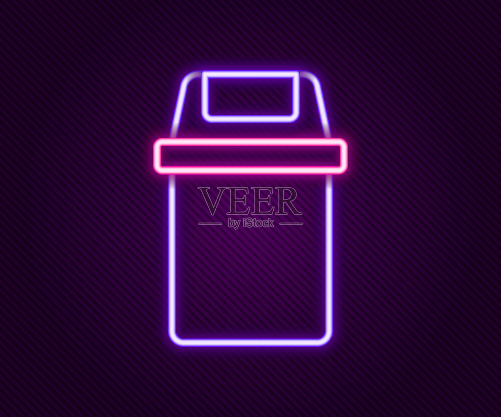 发光的霓虹灯线垃圾桶图标孤立在黑色背景。垃圾桶的迹象。回收篮图标。办公室垃圾图标。色彩斑斓的轮廓的概念。向量设计元素图片