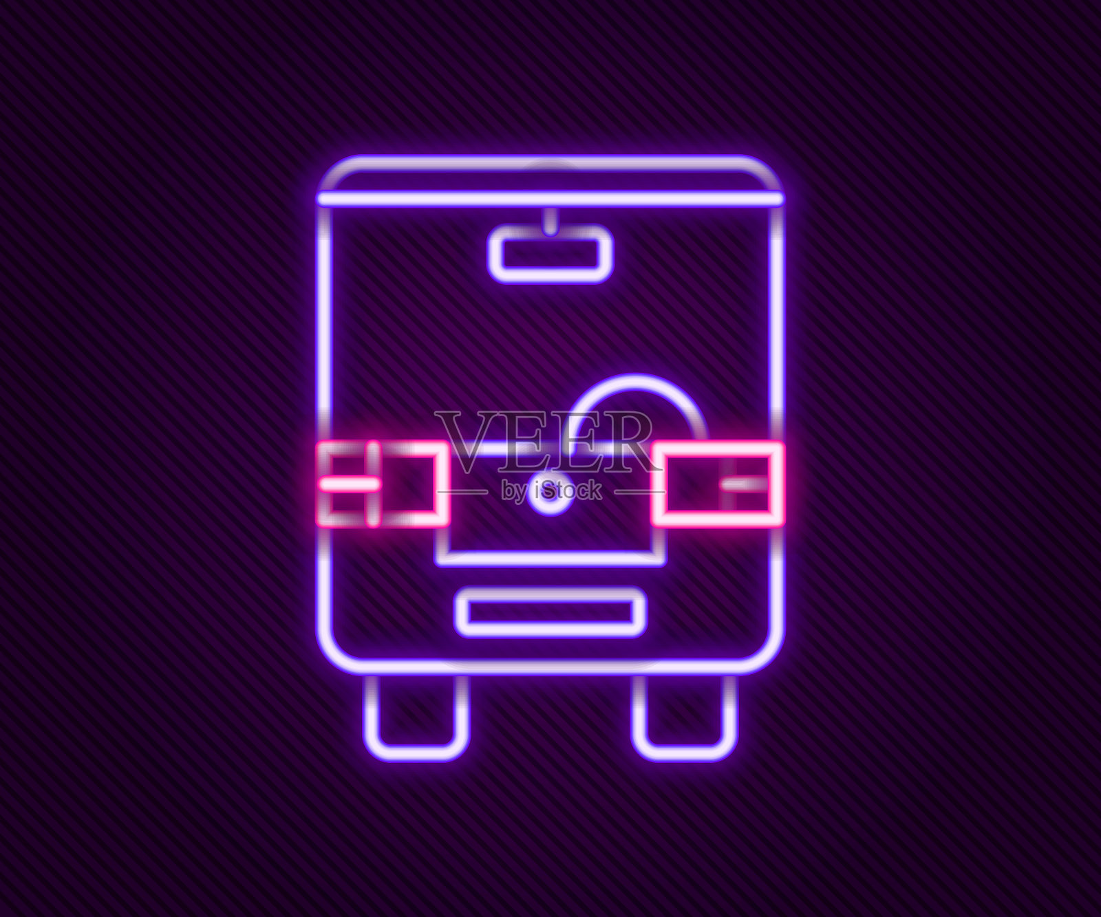 发光的霓虹灯线总线图标孤立在黑色背景上。运输的概念。巴士旅游运输标志。旅游或公共交通工具的标志。色彩斑斓的轮廓的概念。向量插画图片素材