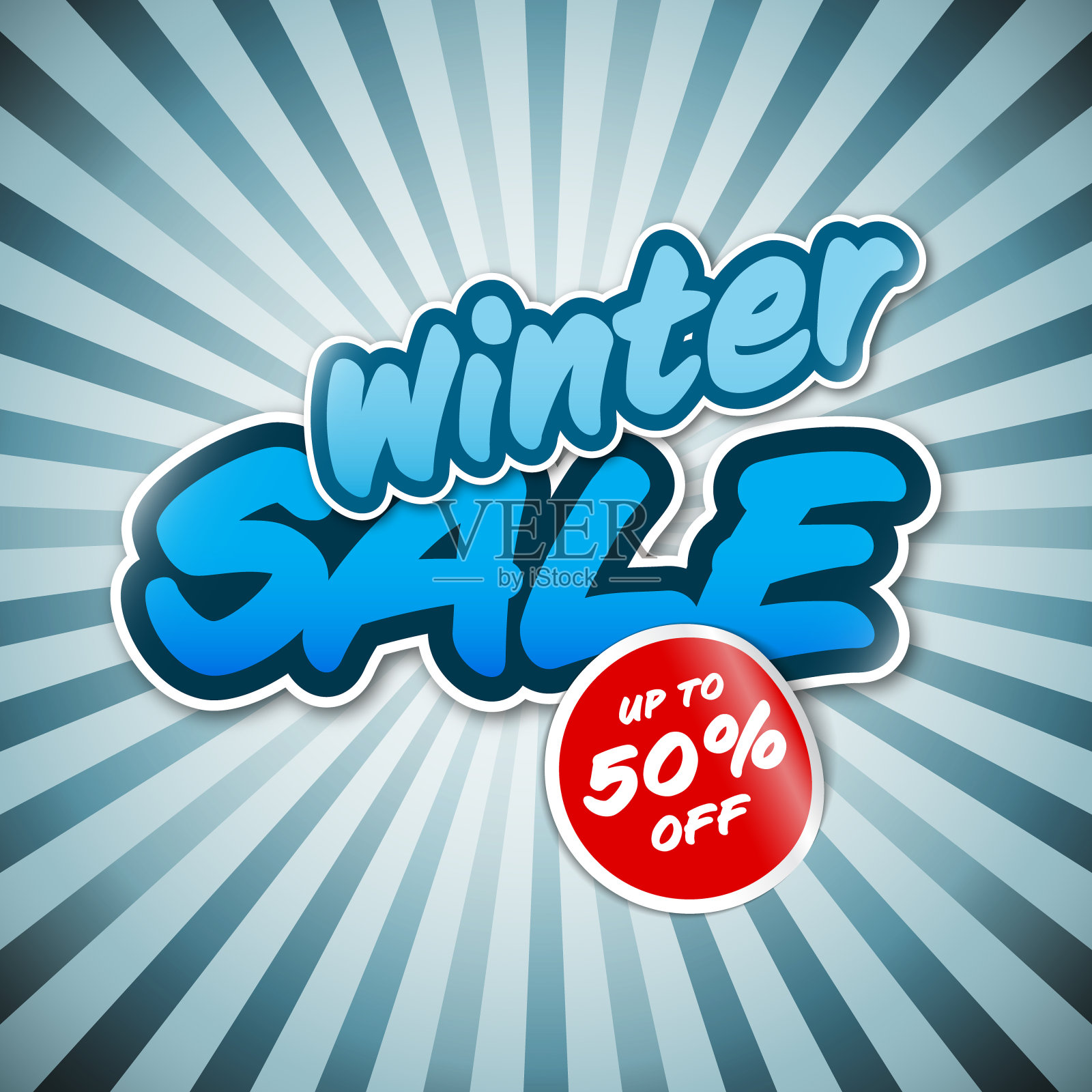 冬季销售标签与寒冷的阳光和贴纸设计模板素材