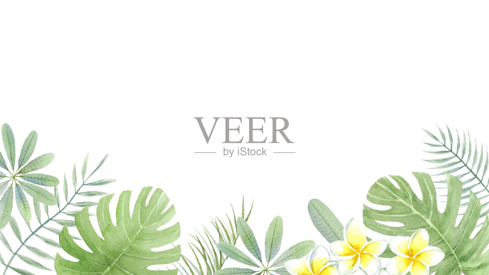 用水彩画的夏天图像框架的矢量插图插画图片素材