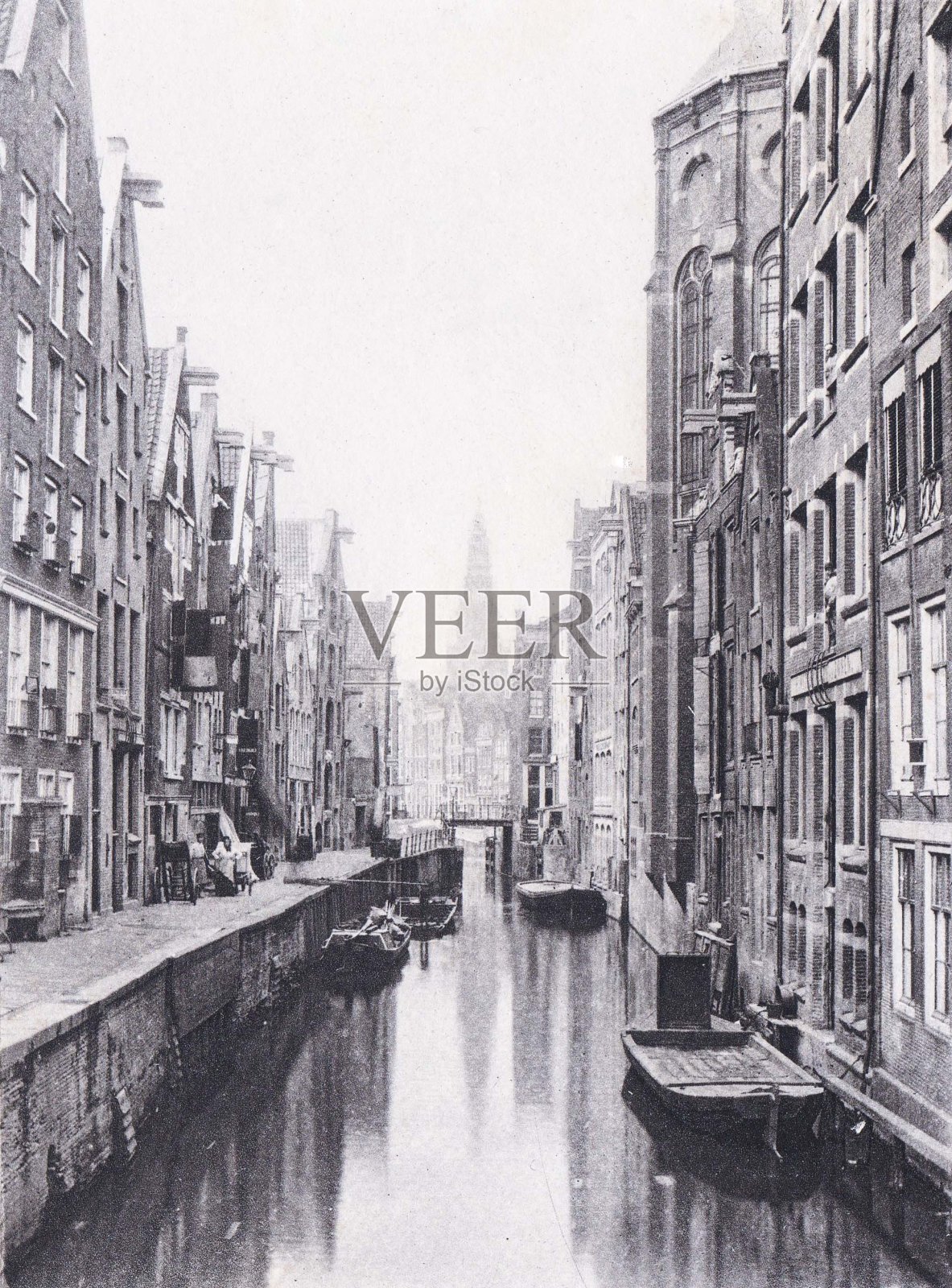 阿姆斯特丹，荷兰(荷兰)1894古董照片插画图片素材