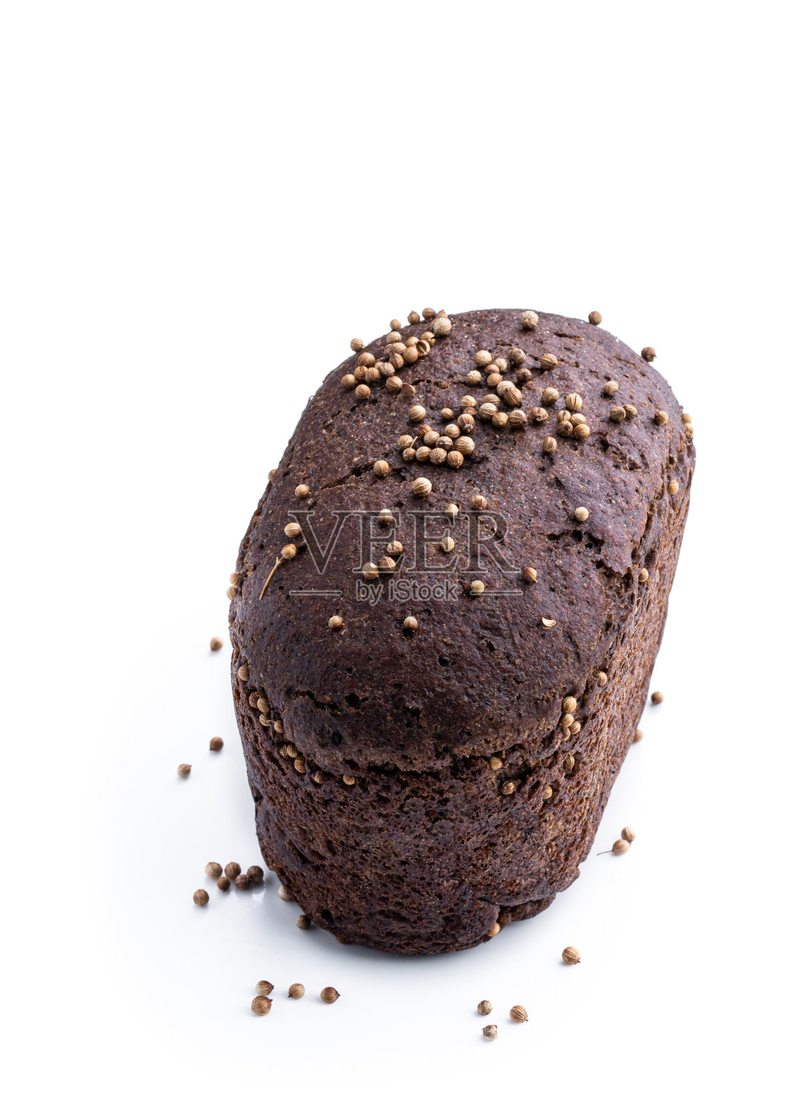 自制黑麦面包，白面包上放着芫荽籽照片摄影图片